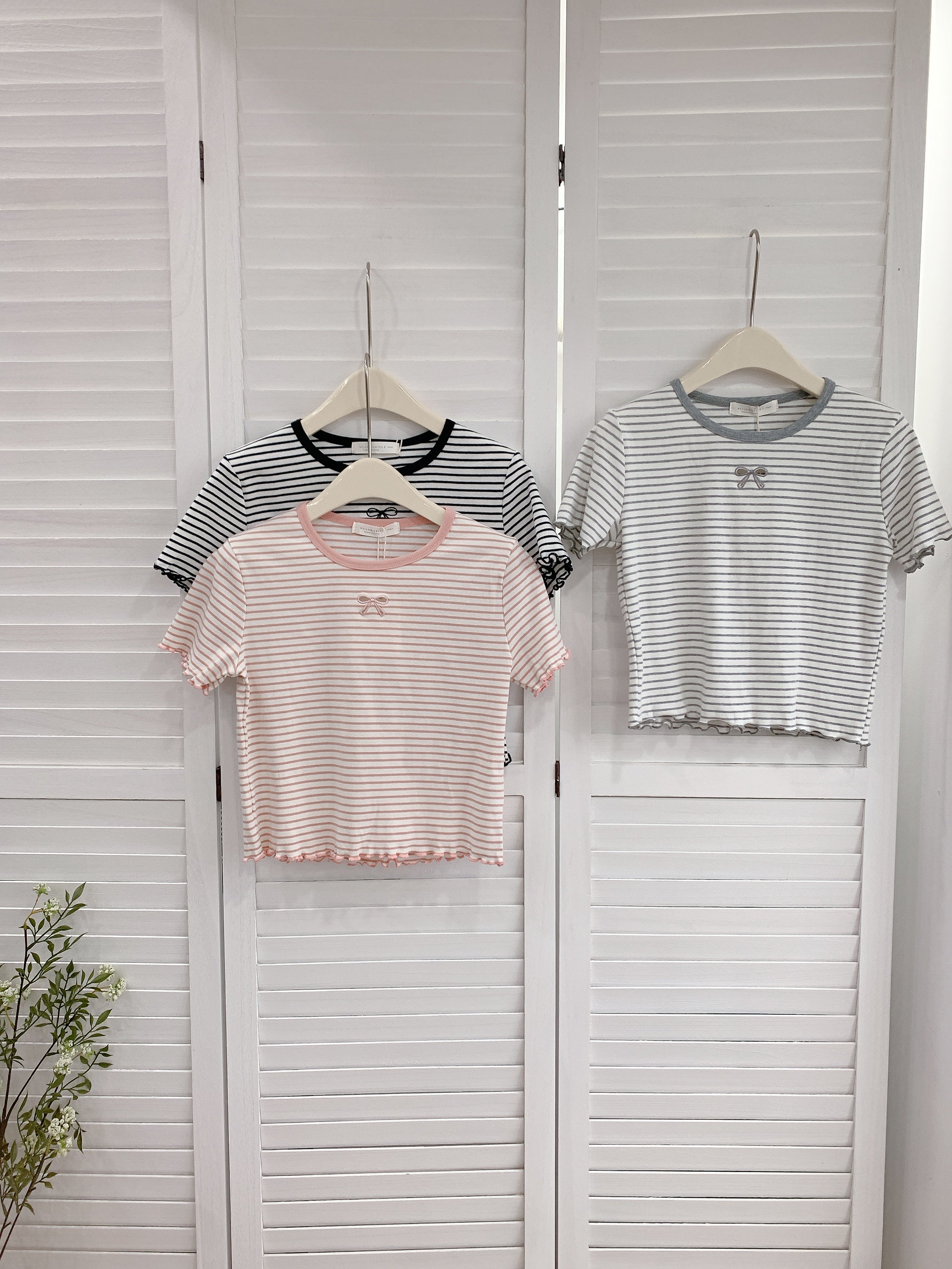 HELLO MILK TEE- 86384  條紋小衫