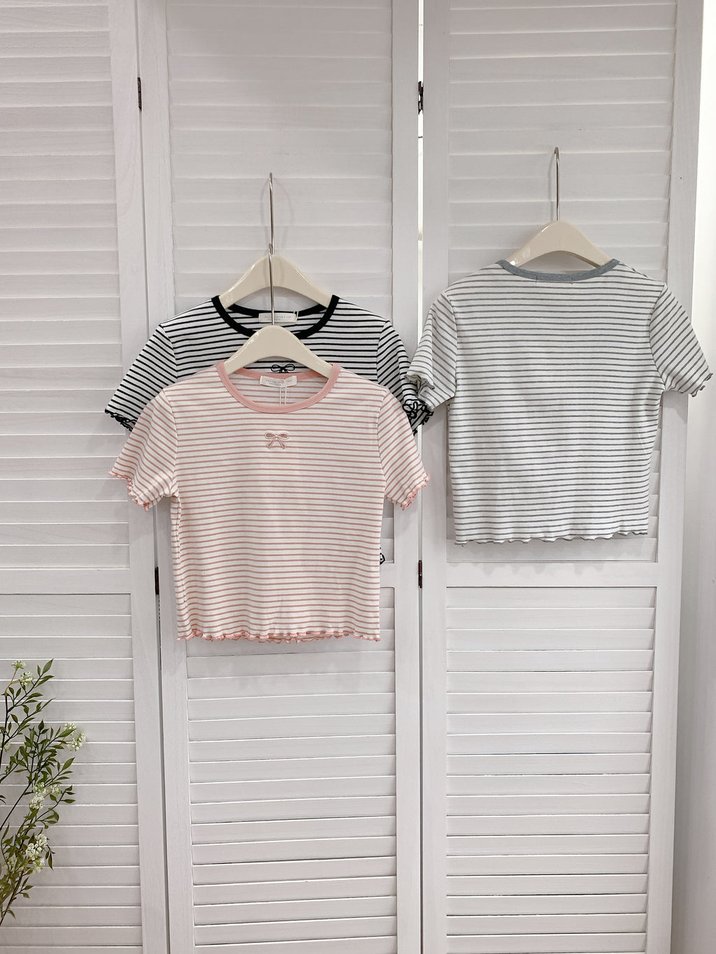 HELLO MILK TEE- 86384  條紋小衫