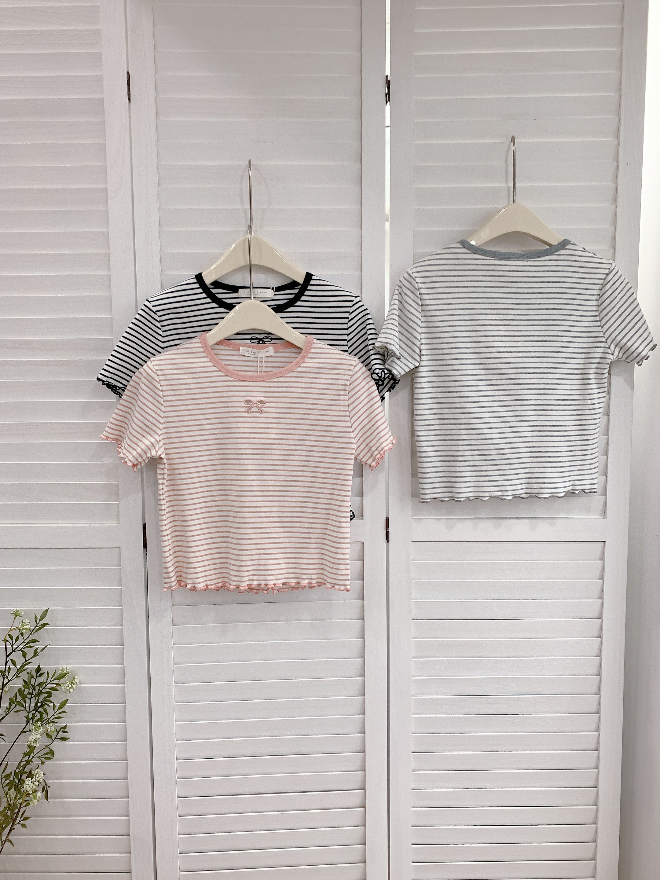 HELLO MILK TEE- 86384  條紋小衫