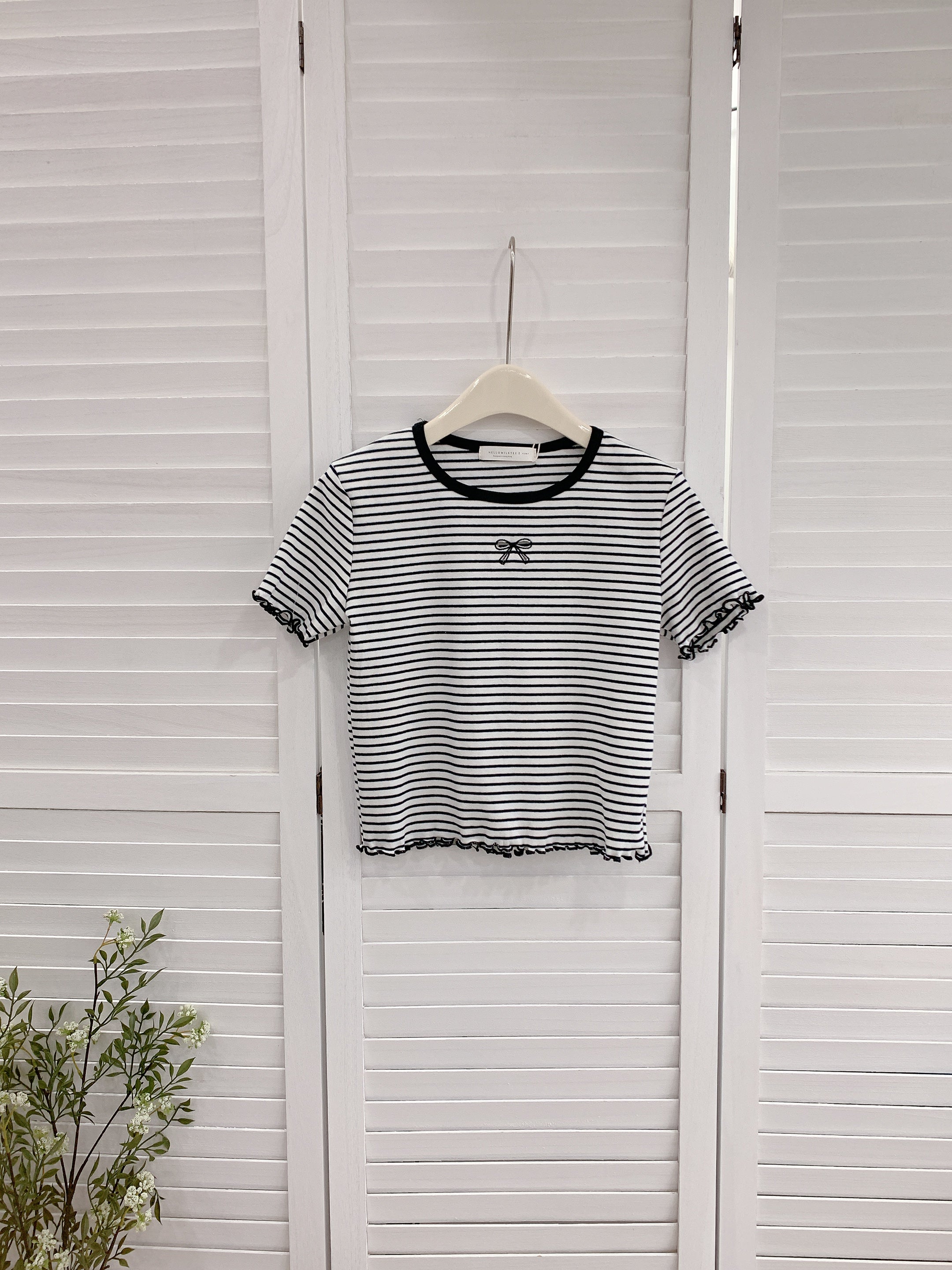 HELLO MILK TEE- 86384  條紋小衫