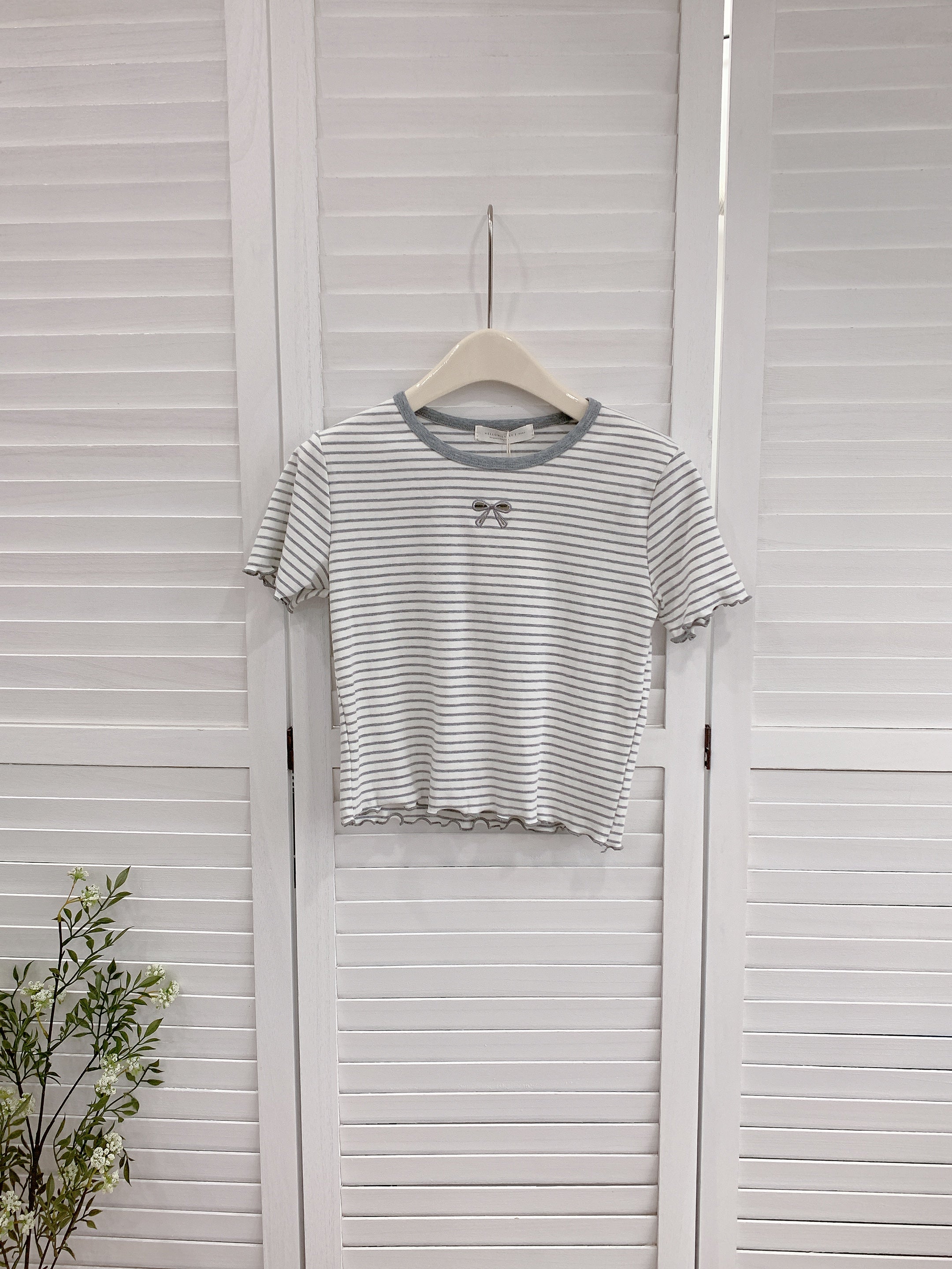 HELLO MILK TEE- 86384  條紋小衫