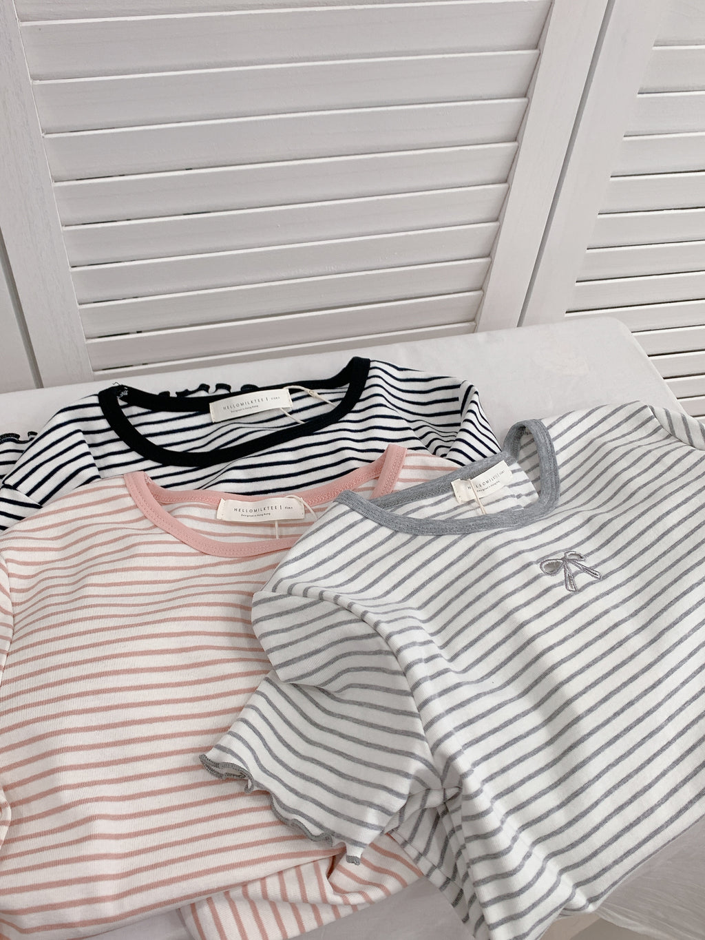 HELLO MILK TEE- 86384  條紋小衫