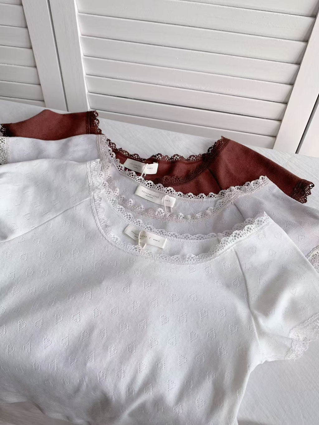 HELLO MILK TEE- 86351 方領拼接衫