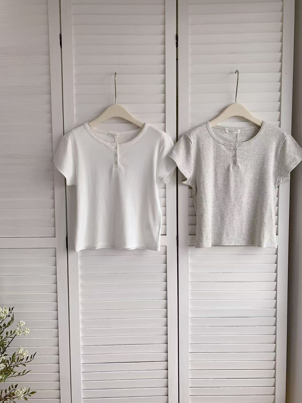 HELLO MILK TEE- 86374 開扣短袖