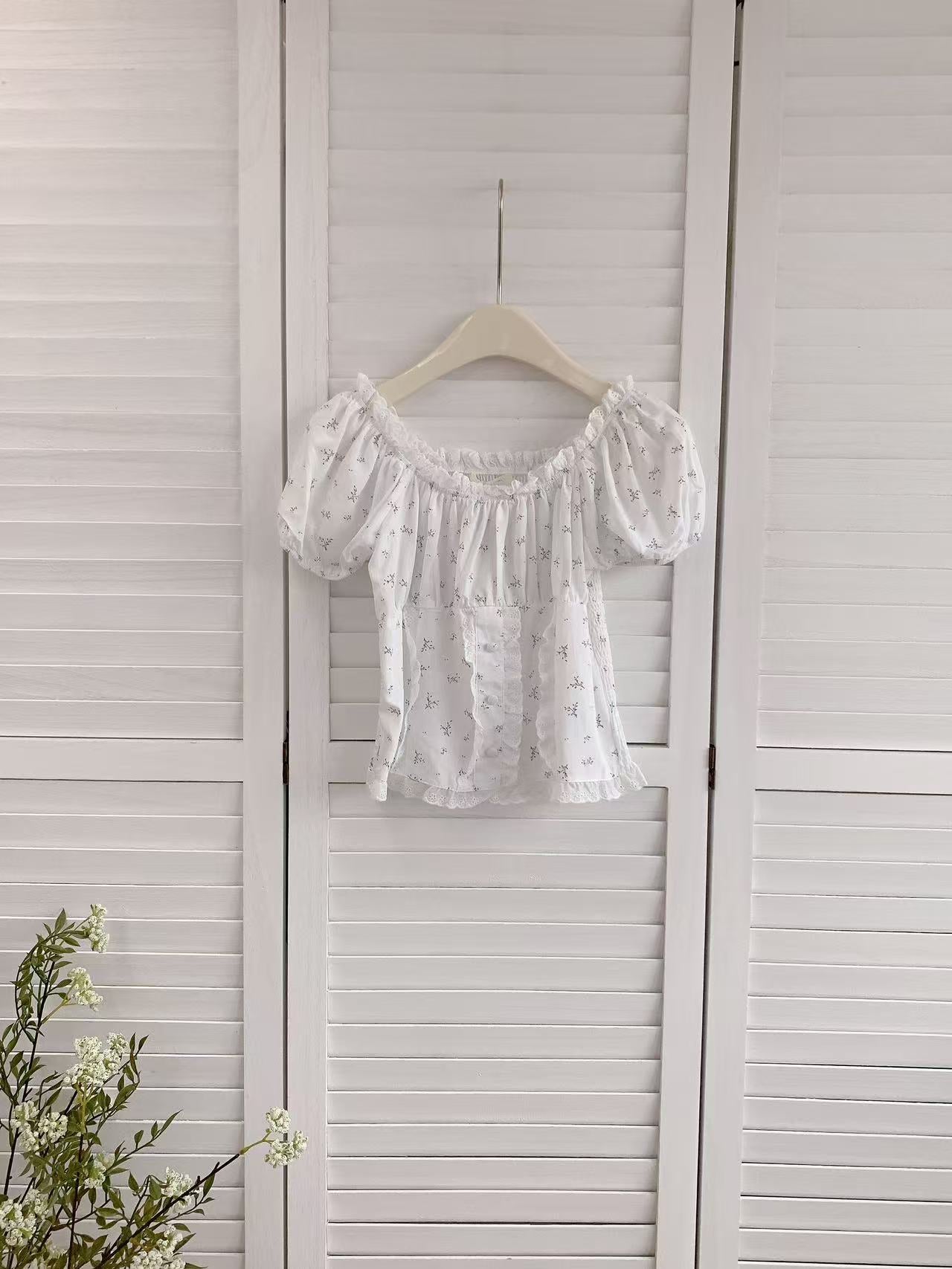 HELLO MILK TEE- 86449 花邊領小衫