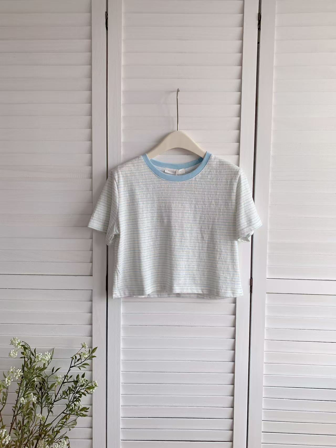 HELLO MILK TEE- 86405 圓領條紋衫