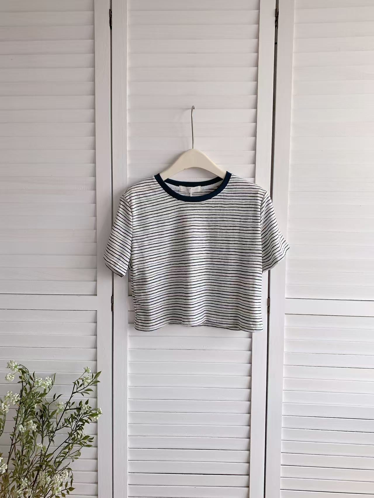 HELLO MILK TEE- 86405 圓領條紋衫