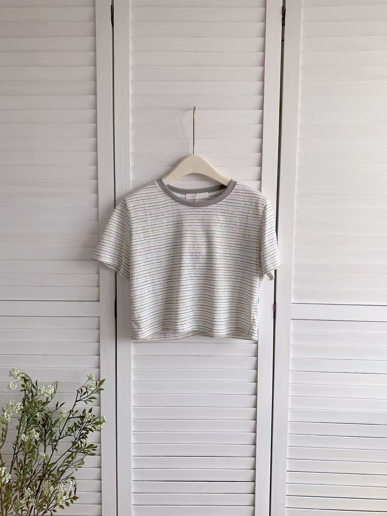 HELLO MILK TEE- 86405 圓領條紋衫