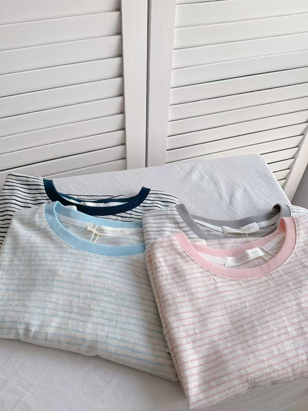 HELLO MILK TEE- 86405 圓領條紋衫