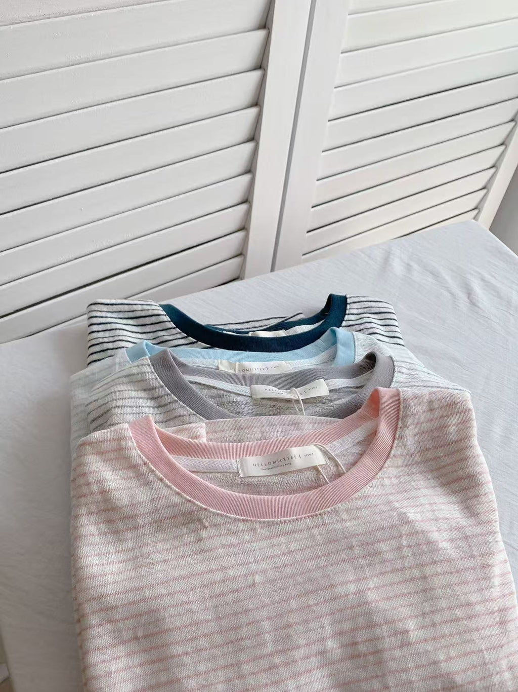 HELLO MILK TEE- 86405 圓領條紋衫