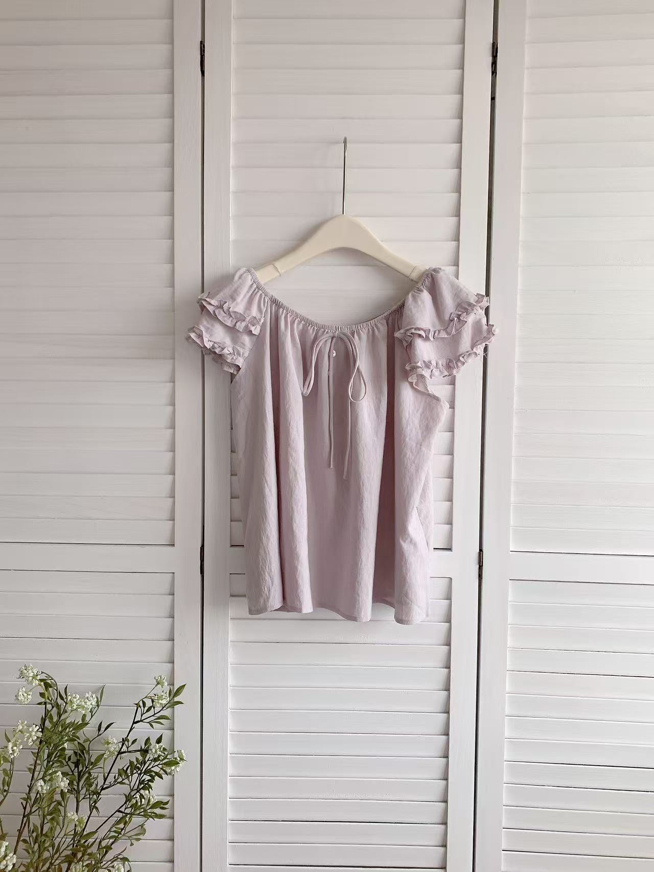HELLO MILK TEE- 86457 甜美綁帶衫