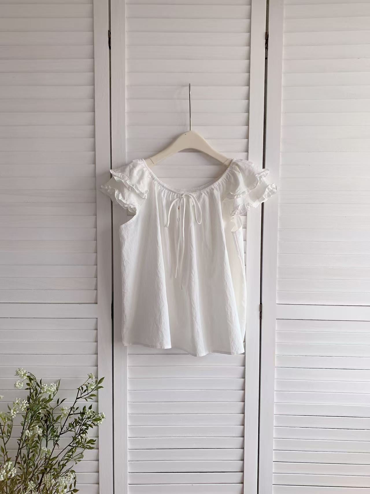 HELLO MILK TEE- 86457 甜美綁帶衫