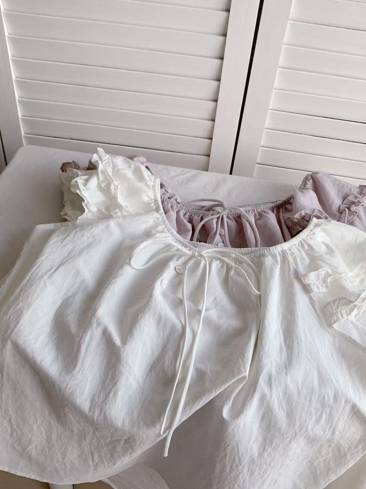HELLO MILK TEE- 86457 甜美綁帶衫