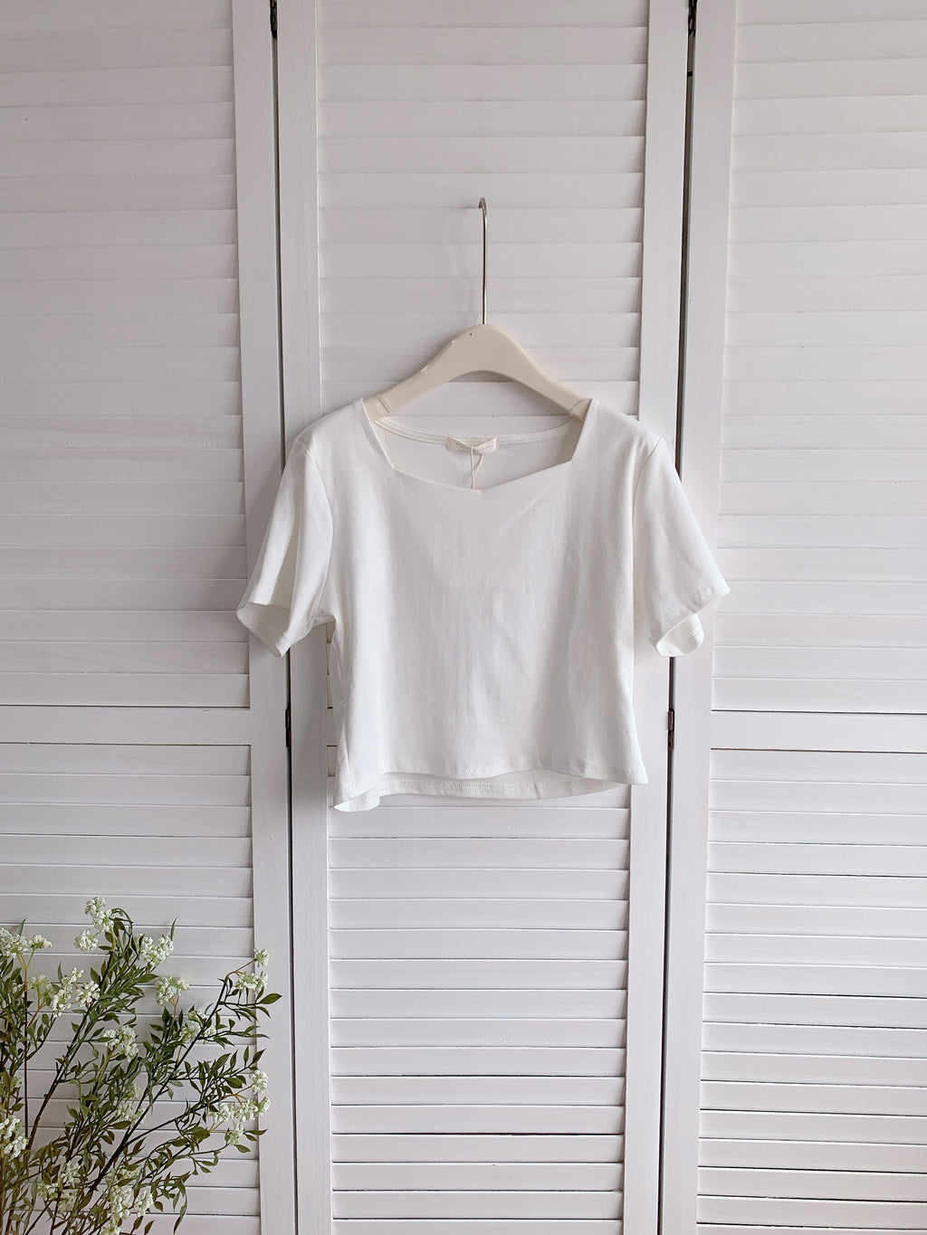 HELLO MILK TEE- 86473  方領上衣