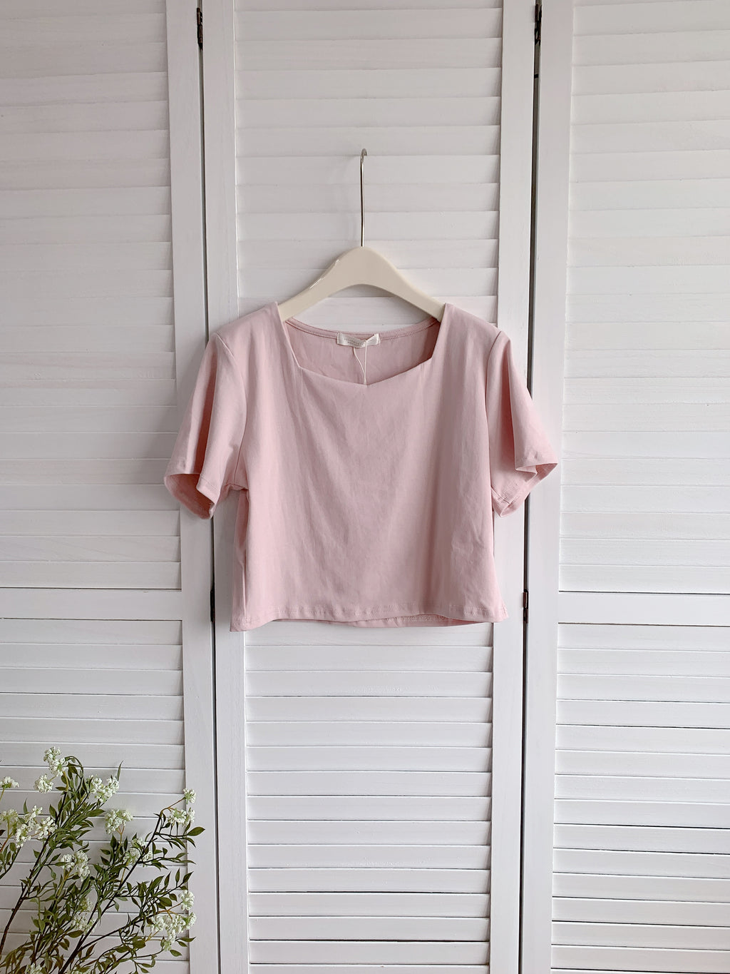 HELLO MILK TEE- 86473  方領上衣