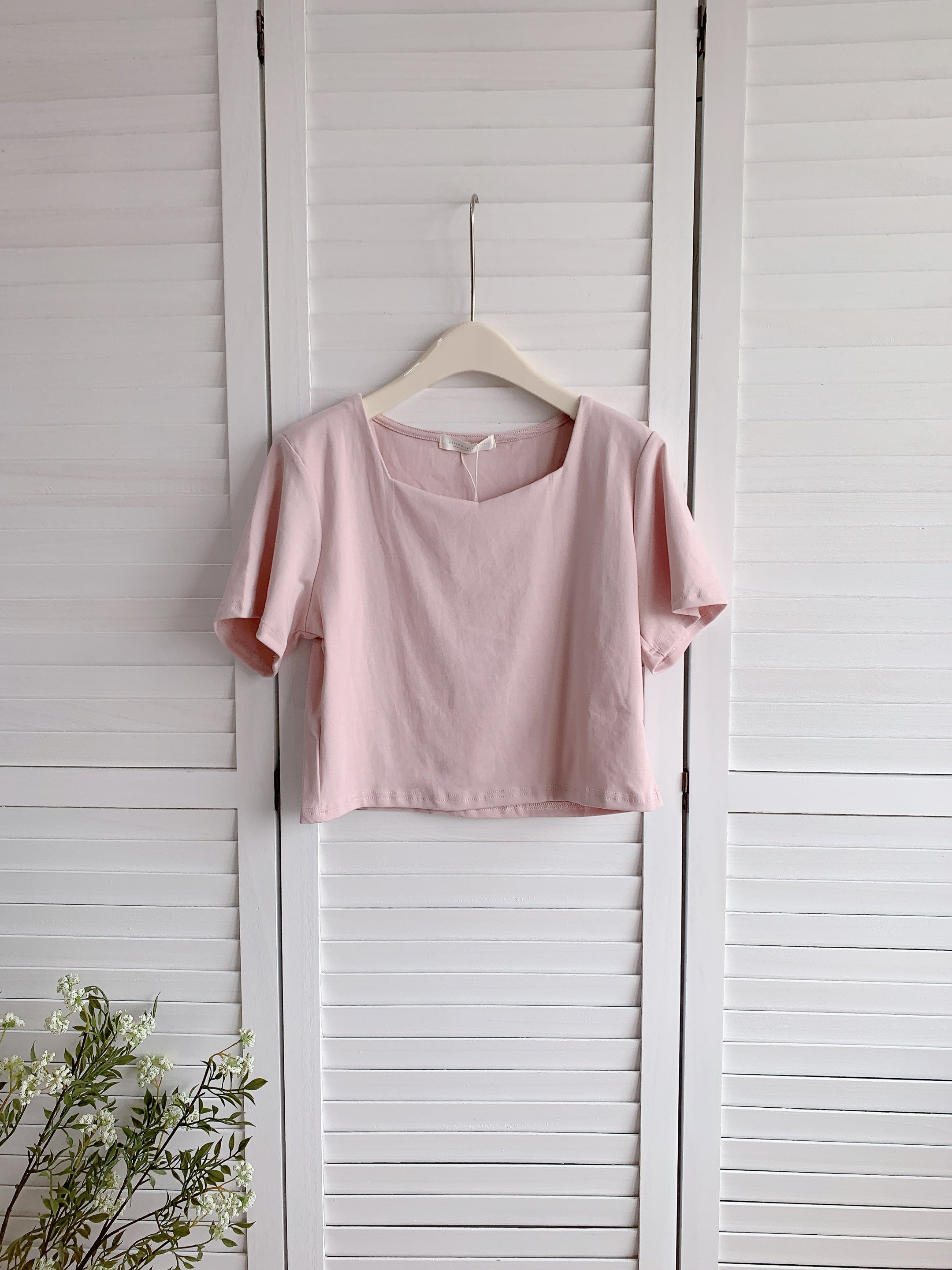 HELLO MILK TEE- 86473  方領上衣