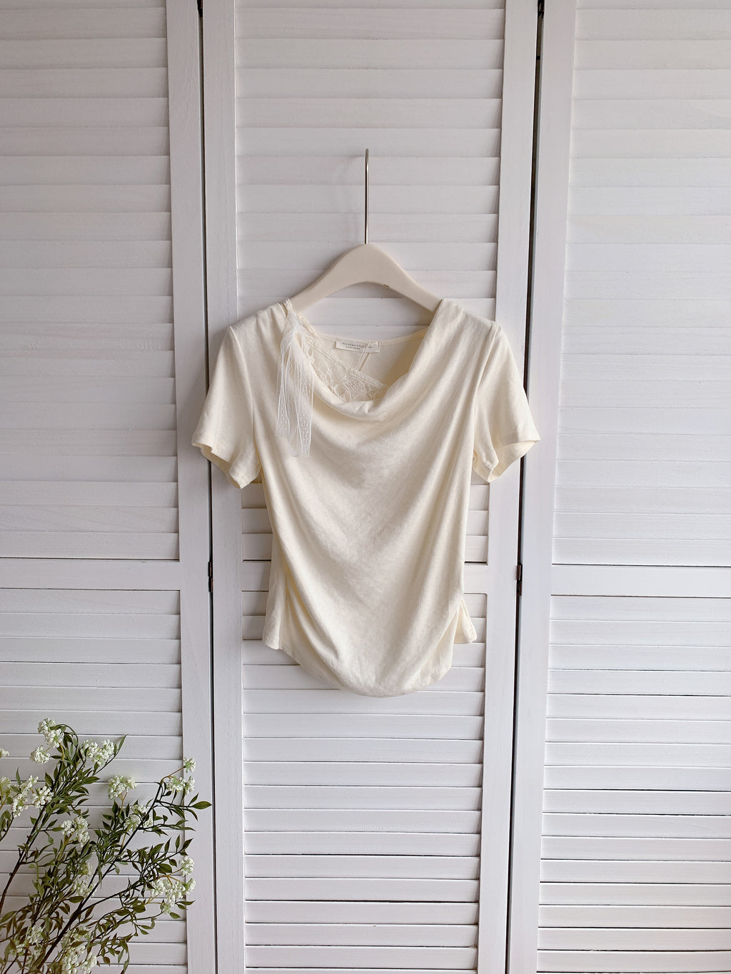 HELLO MILK TEE- 86464  假兩件短袖