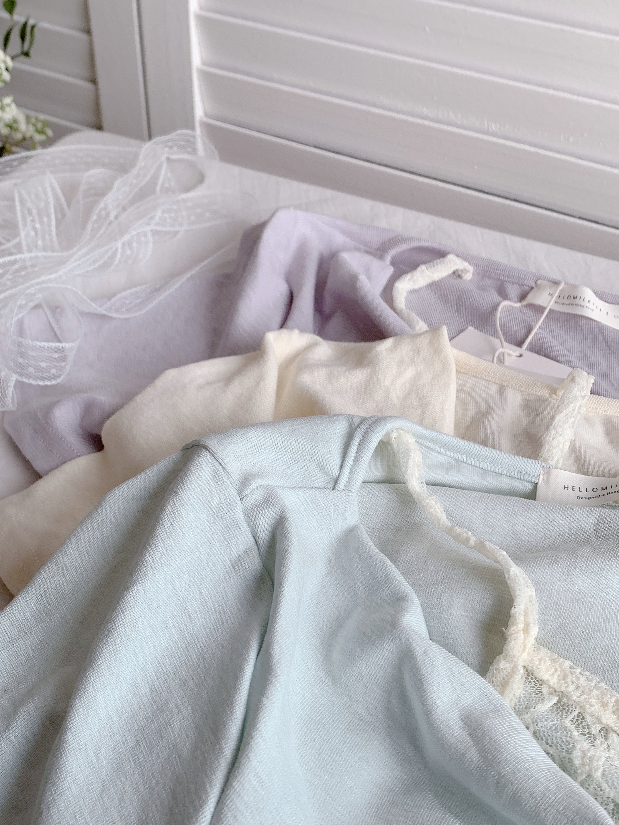 HELLO MILK TEE- 86464  假兩件短袖