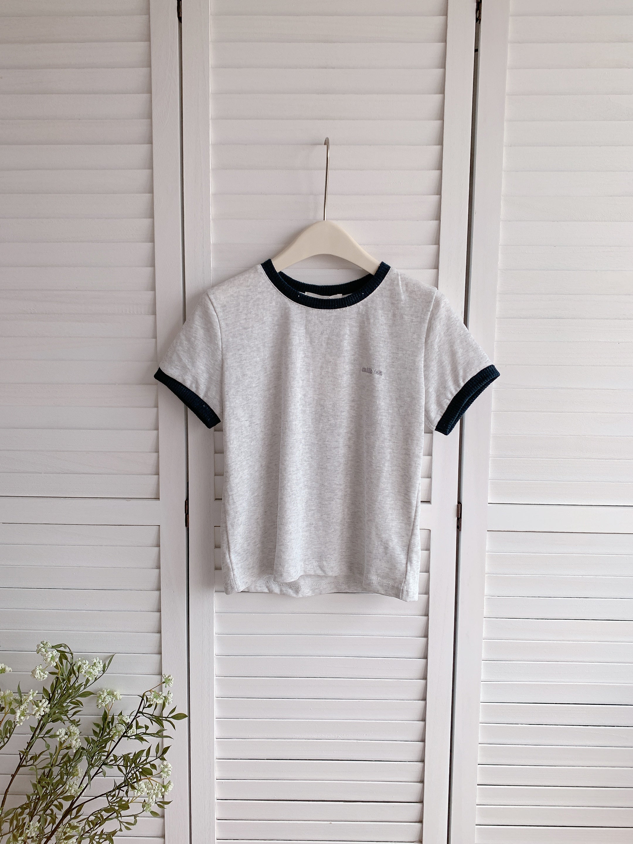 HELLO MILK TEE- 86469  刺繡短袖