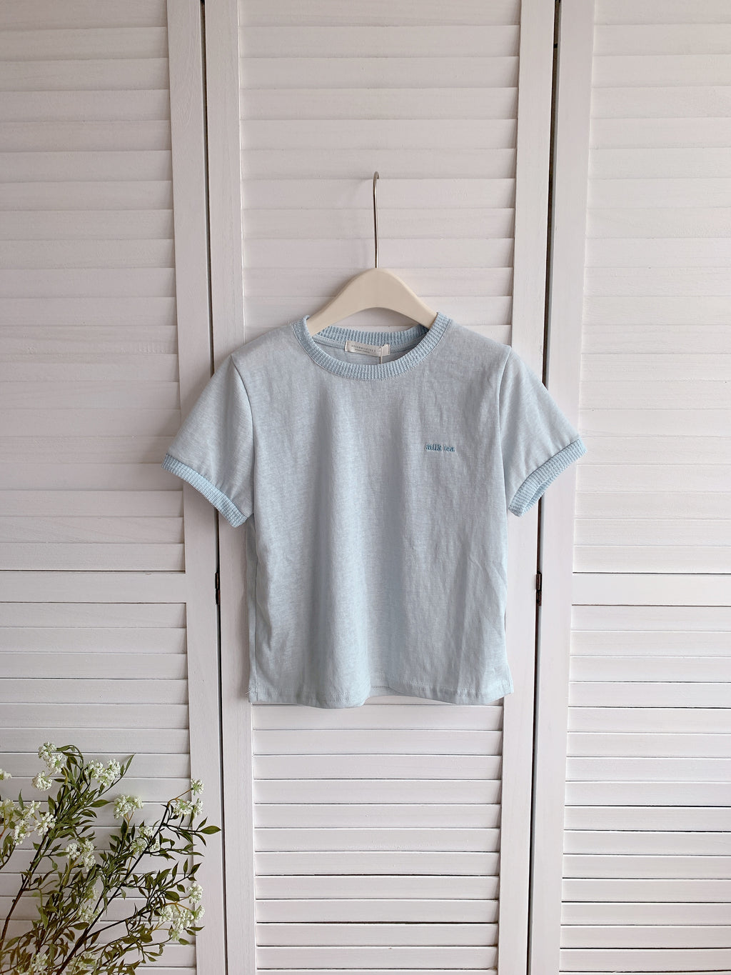 HELLO MILK TEE- 86469  刺繡短袖