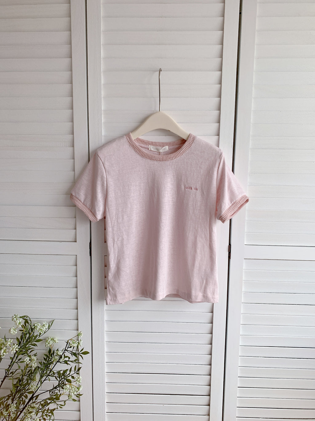 HELLO MILK TEE- 86469  刺繡短袖
