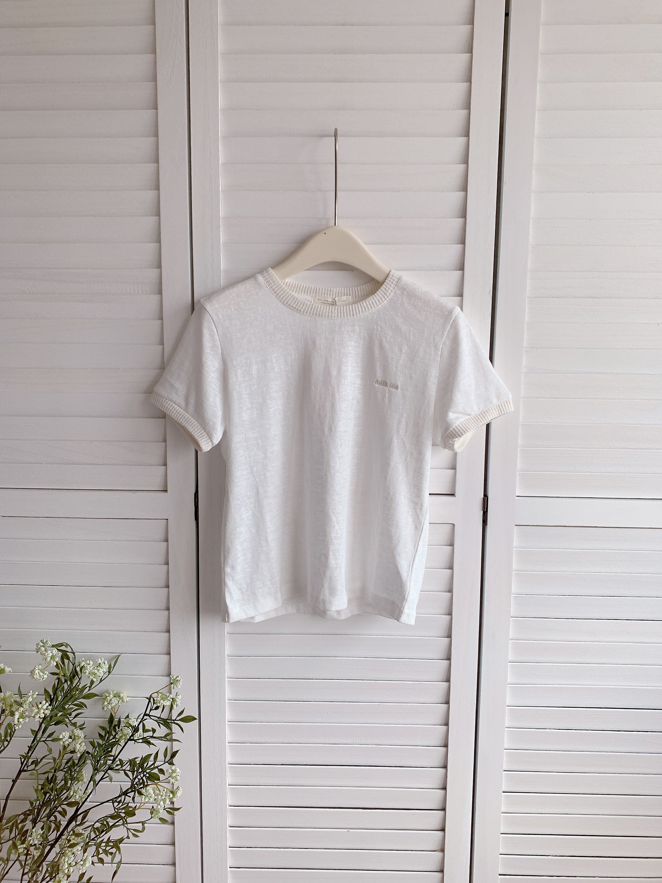 HELLO MILK TEE- 86469  刺繡短袖