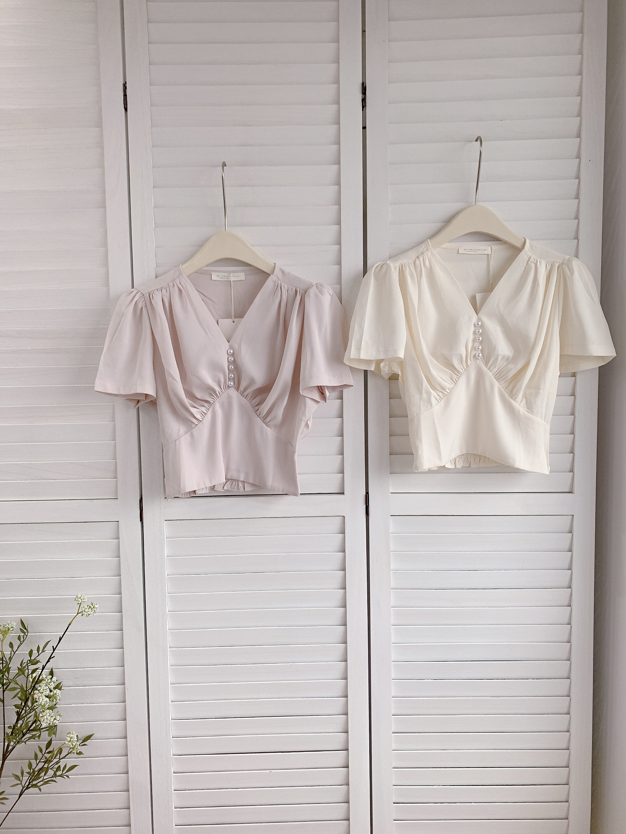 HELLO MILK TEE- 86332  褶皺小衫
