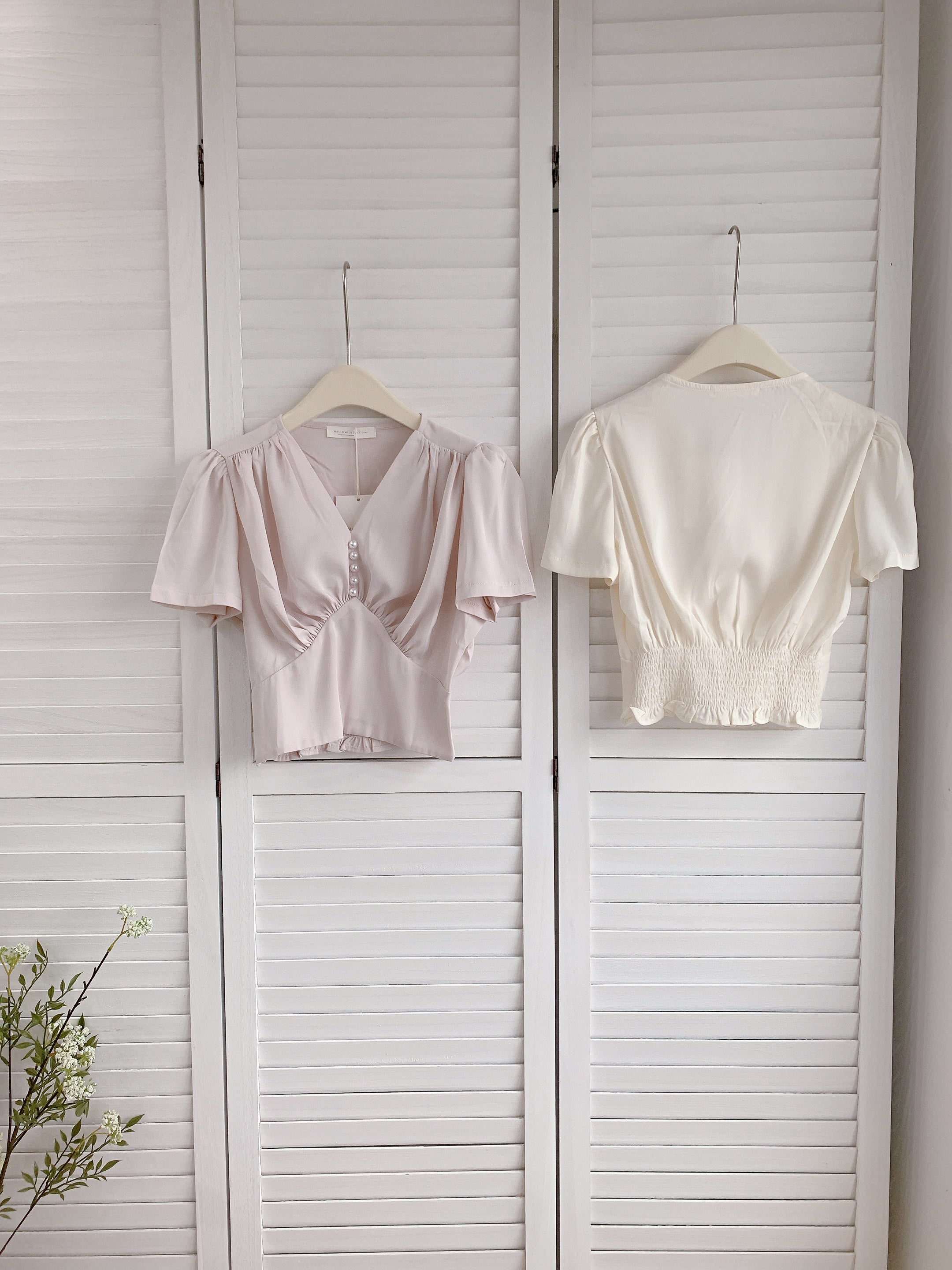 HELLO MILK TEE- 86332  褶皺小衫