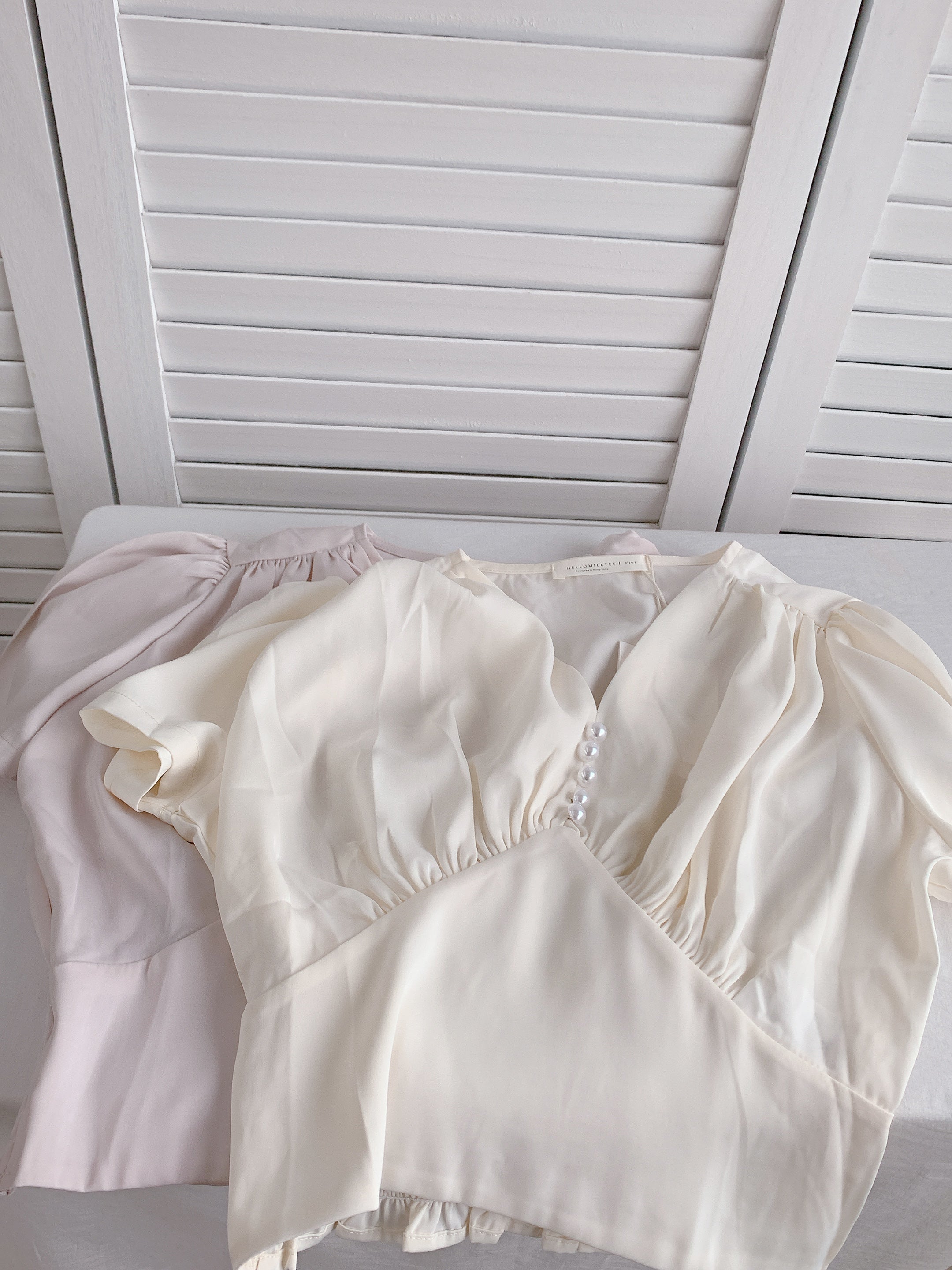 HELLO MILK TEE- 86332  褶皺小衫