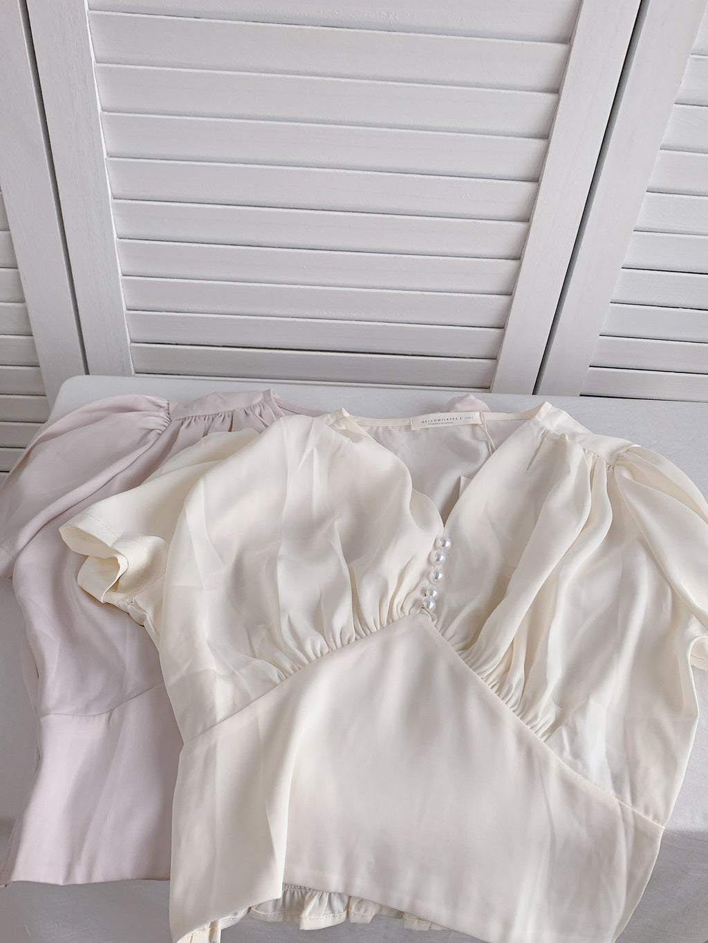HELLO MILK TEE- 86332  褶皺小衫