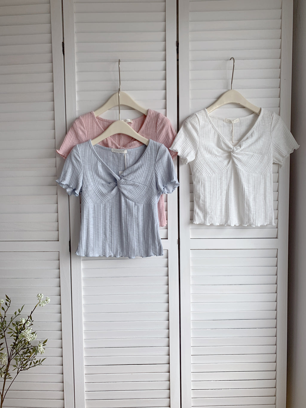 HELLO MILK TEE- 86506  褶皺小衫