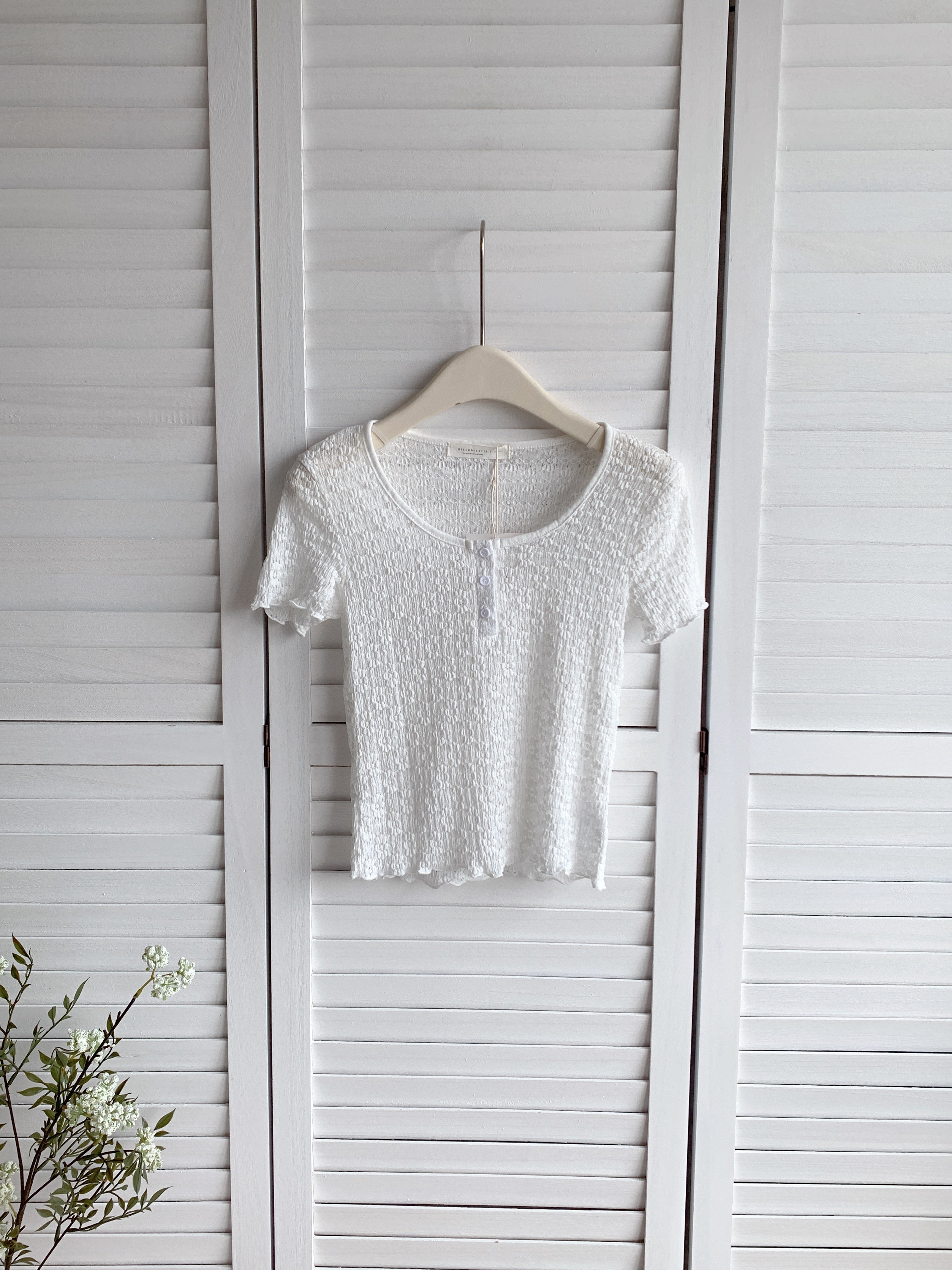 HELLO MILK TEE- 86509  百搭小衫