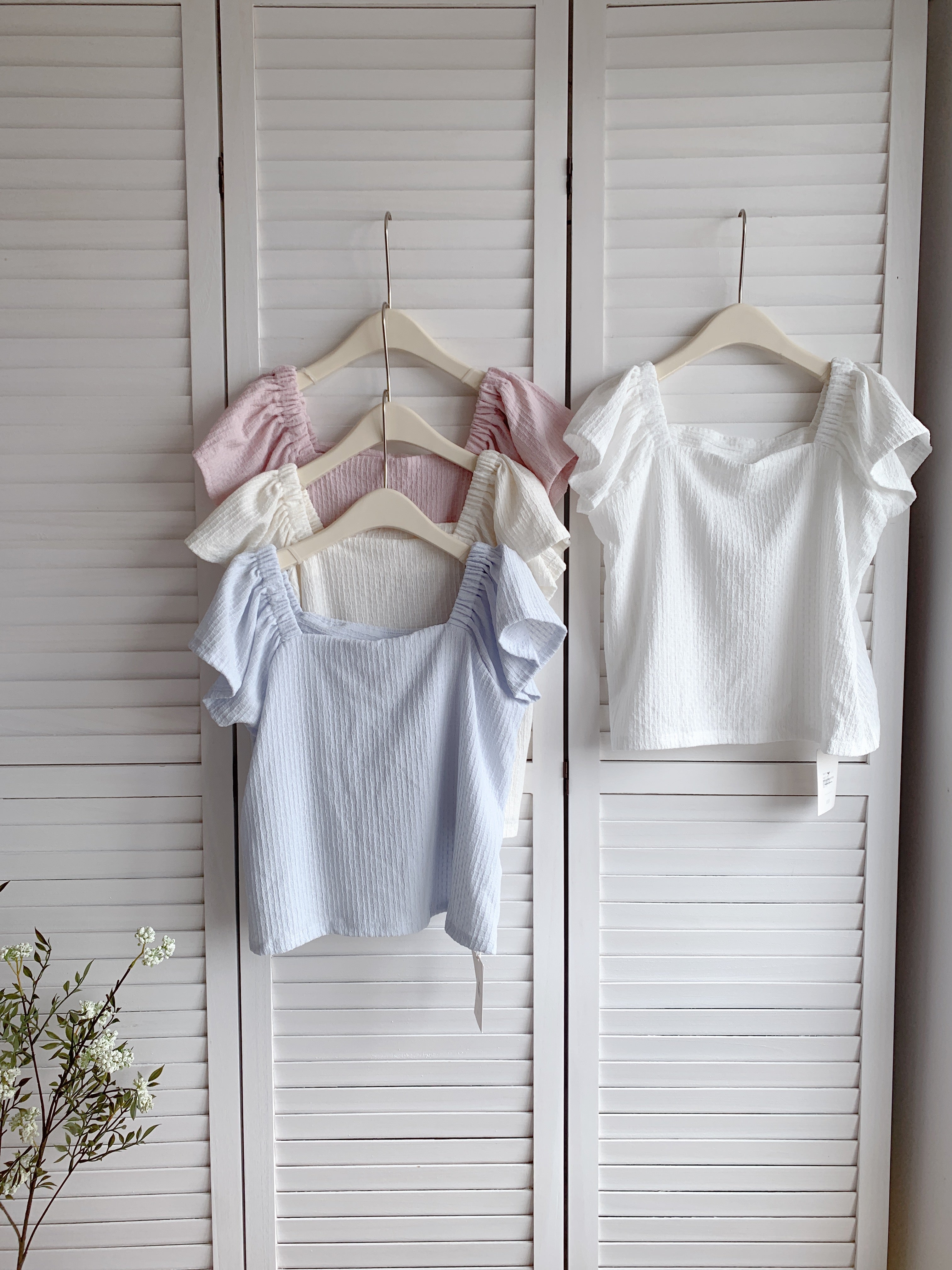 HELLO MILK TEE- 86477  方領上衣