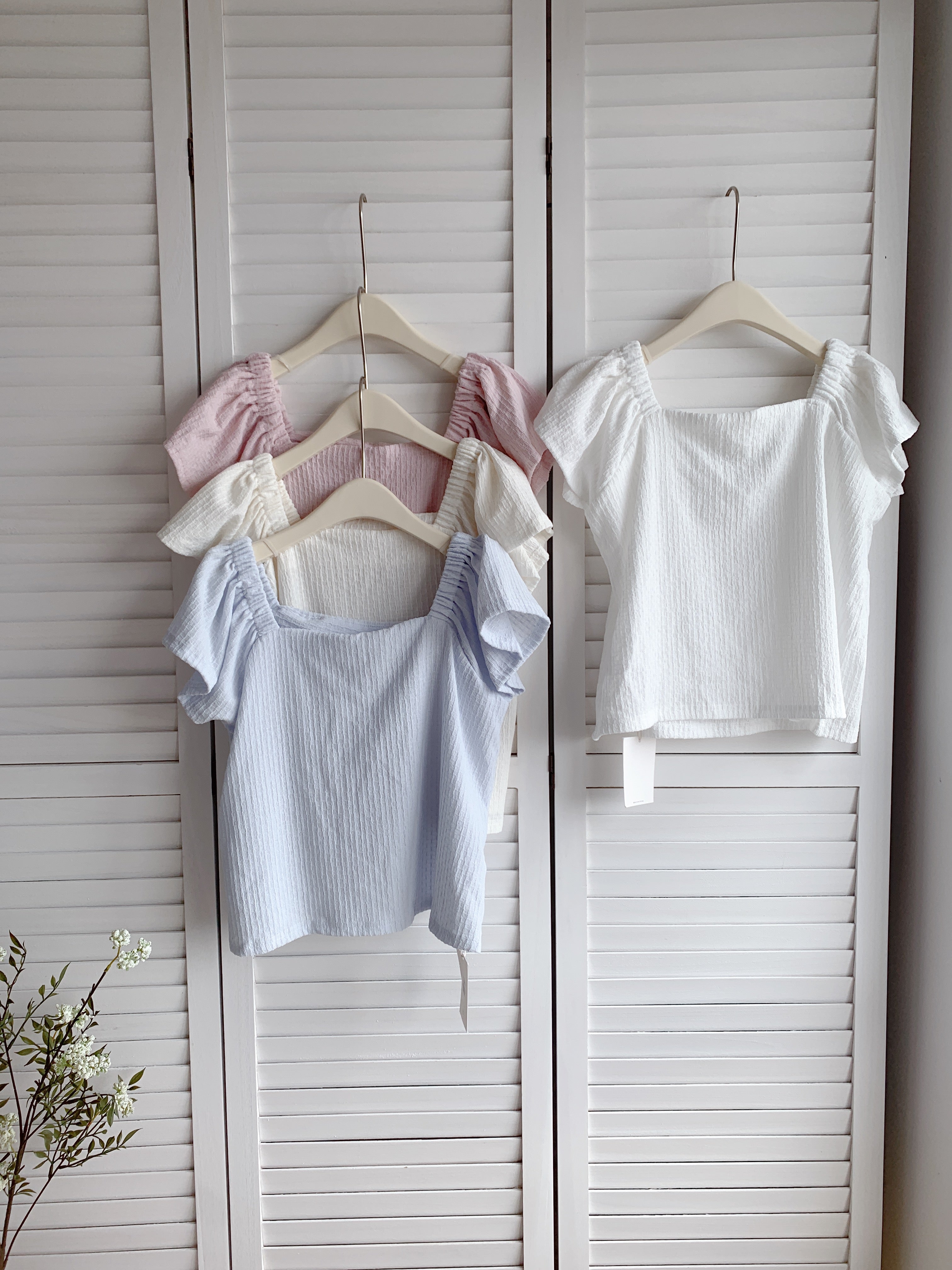HELLO MILK TEE- 86477  方領上衣