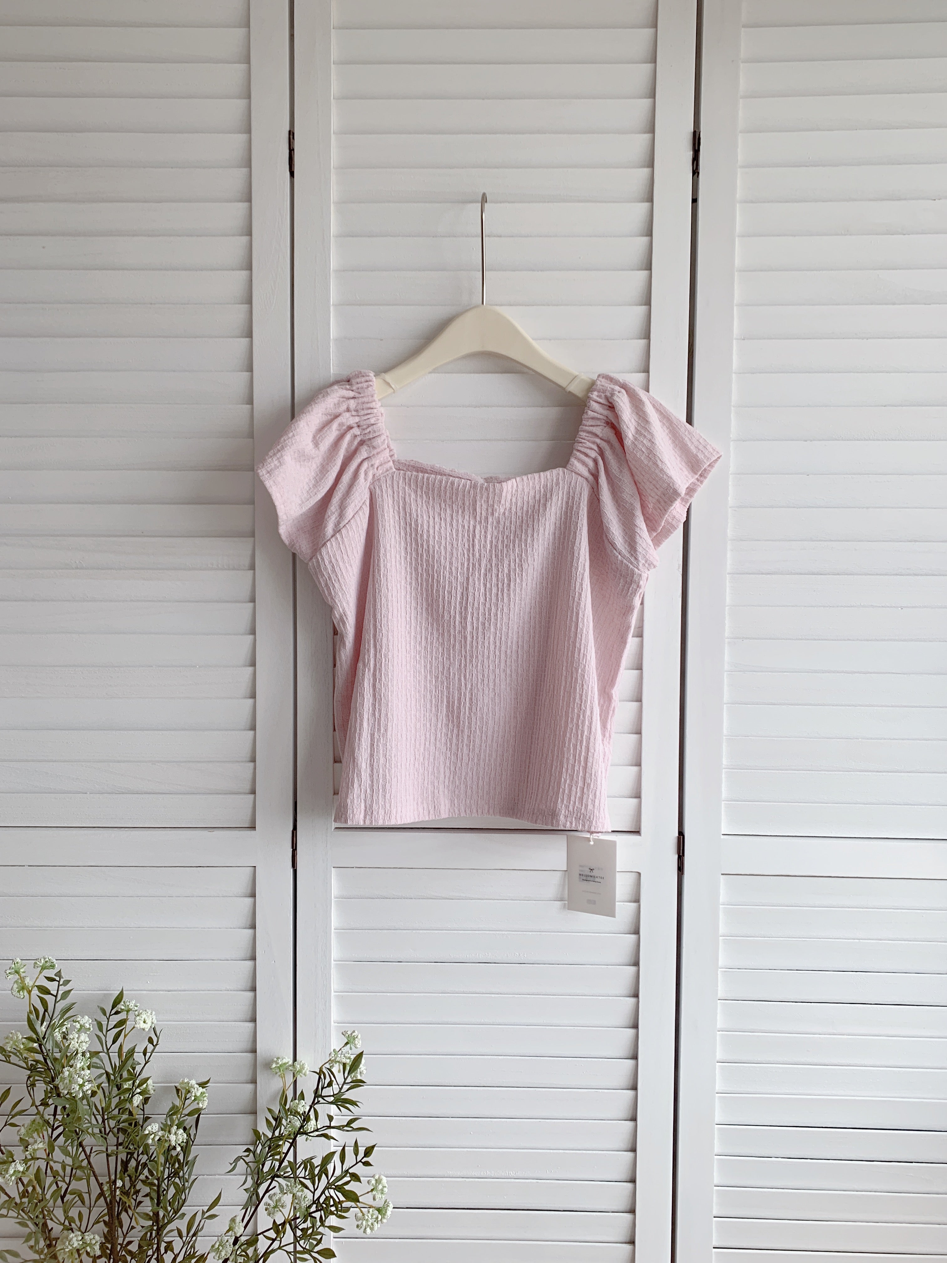 HELLO MILK TEE- 86477  方領上衣