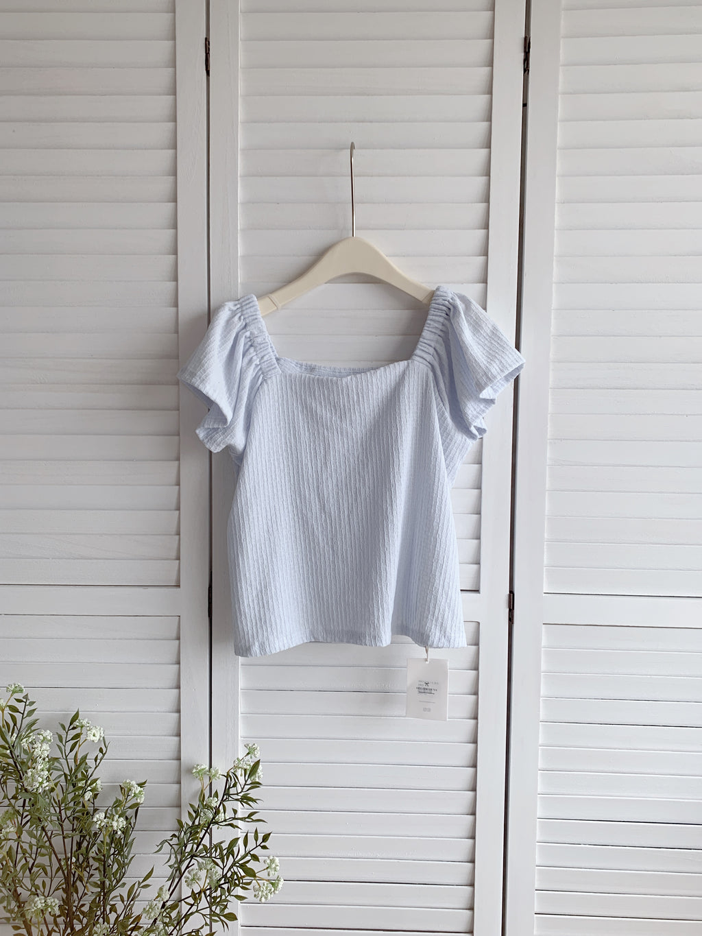 HELLO MILK TEE- 86477  方領上衣