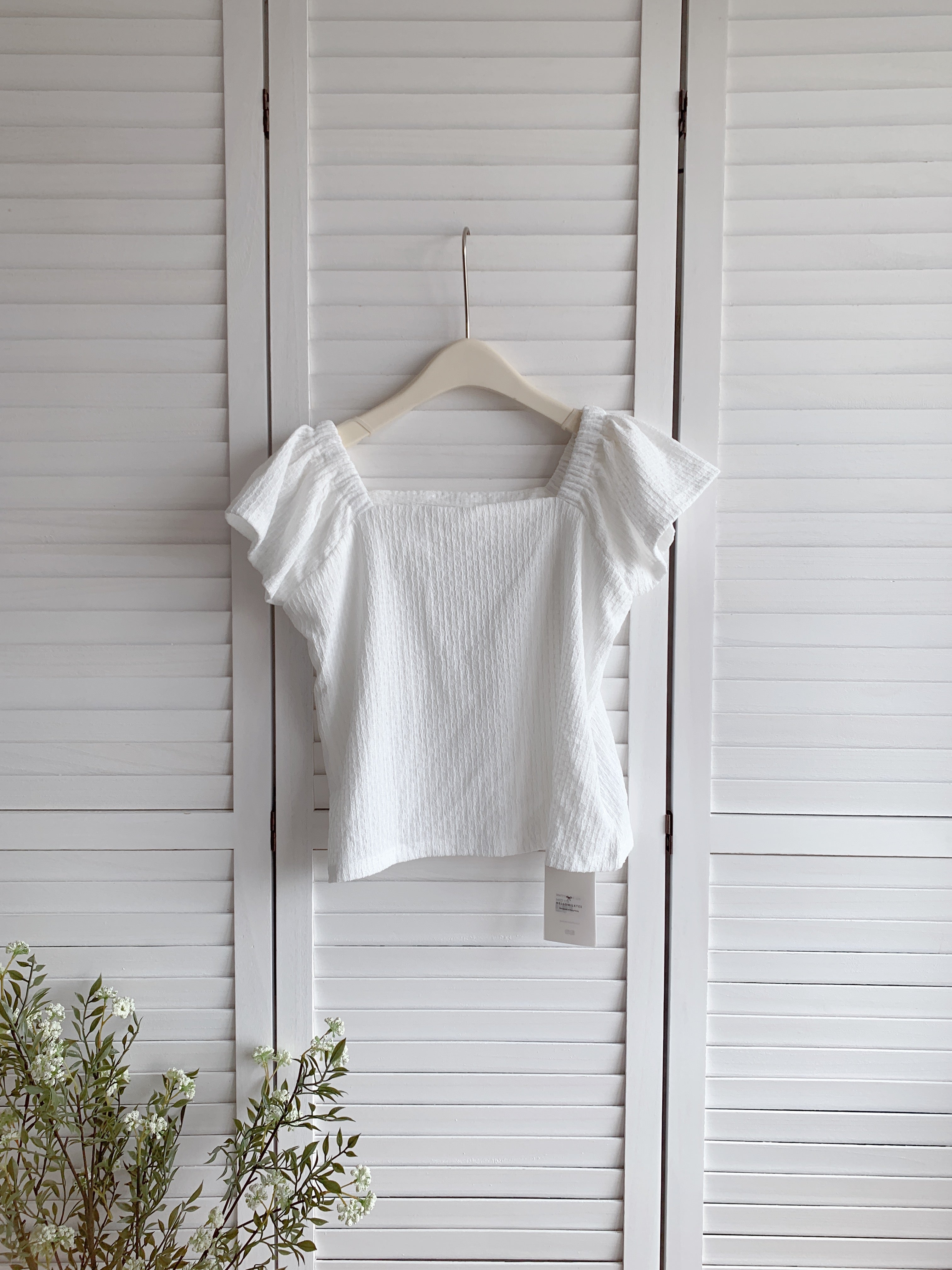 HELLO MILK TEE- 86477  方領上衣