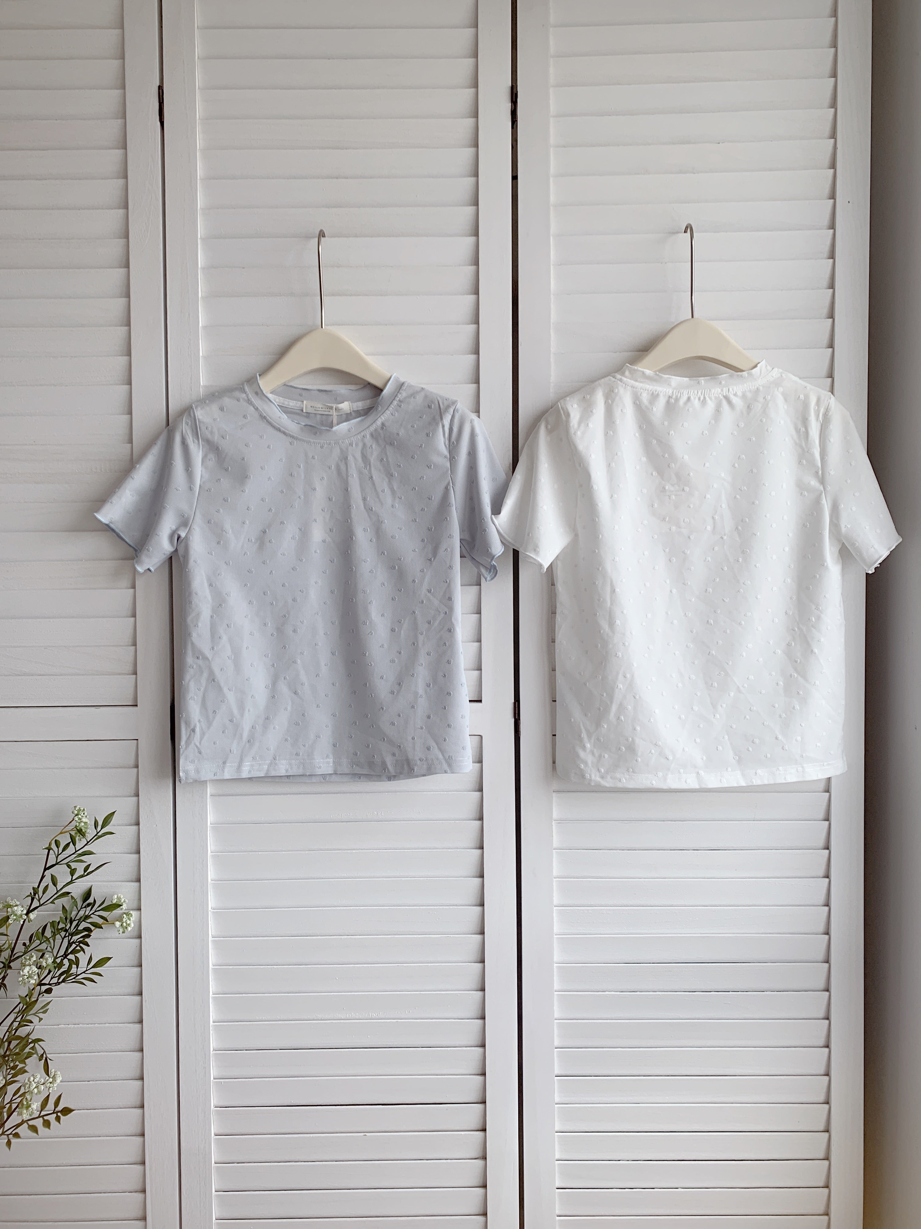 HELLO MILK TEE- 86479  木耳邊短袖