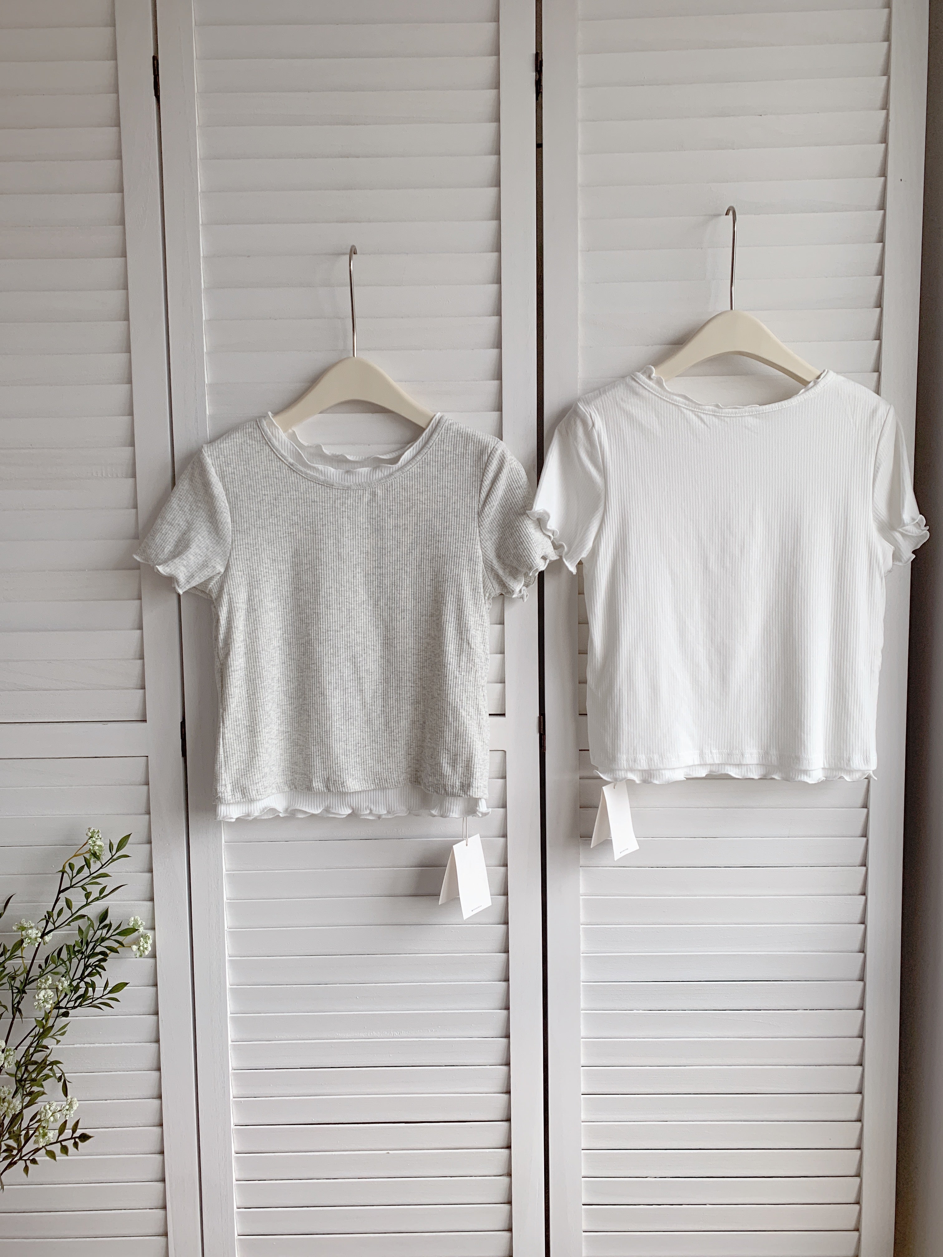 HELLO MILK TEE- 86377  假兩件短袖