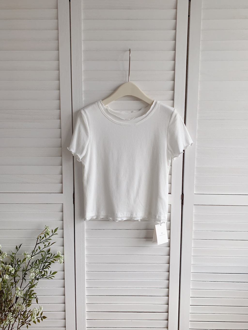 HELLO MILK TEE- 86377  假兩件短袖