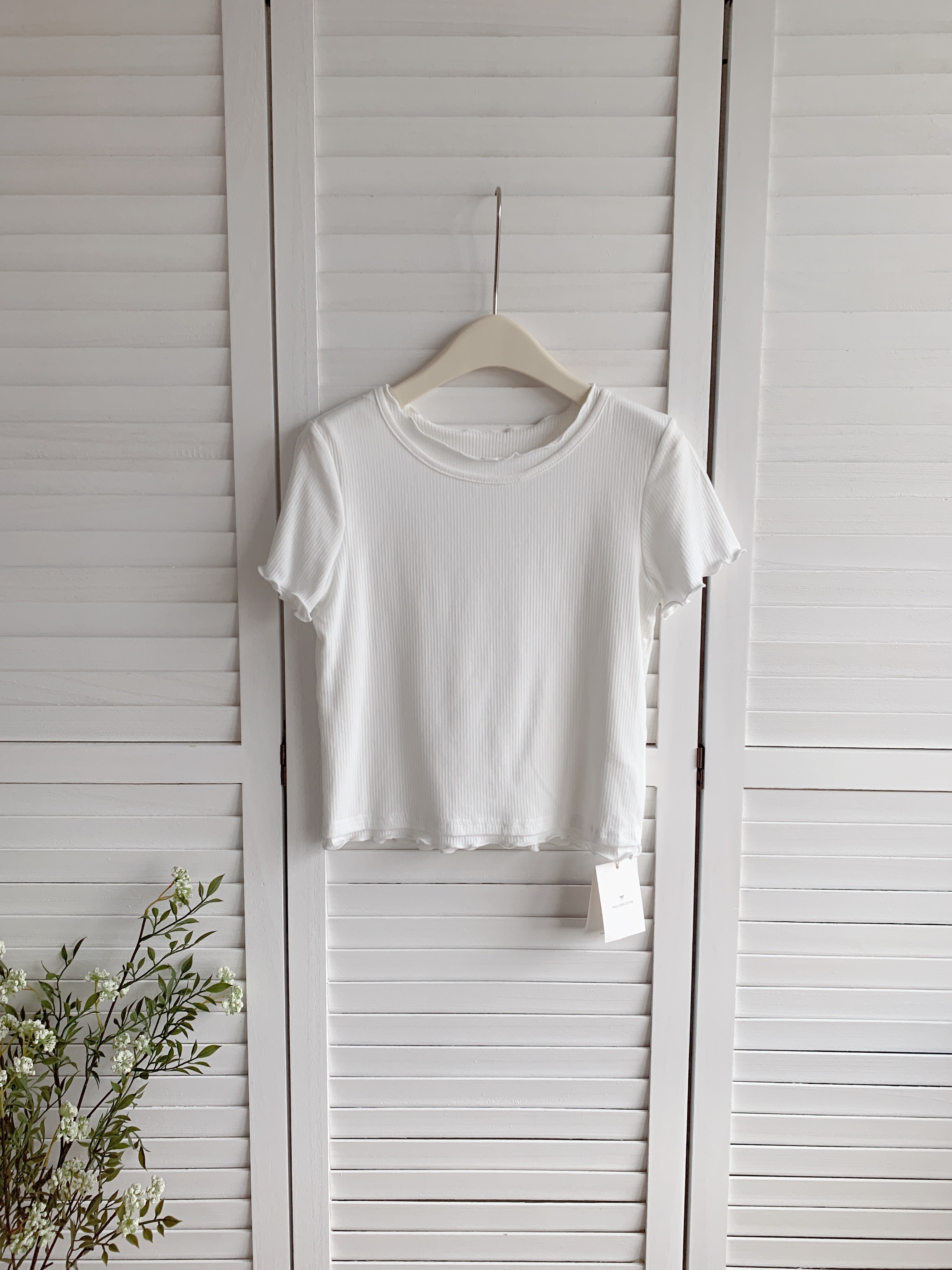 HELLO MILK TEE- 86377  假兩件短袖