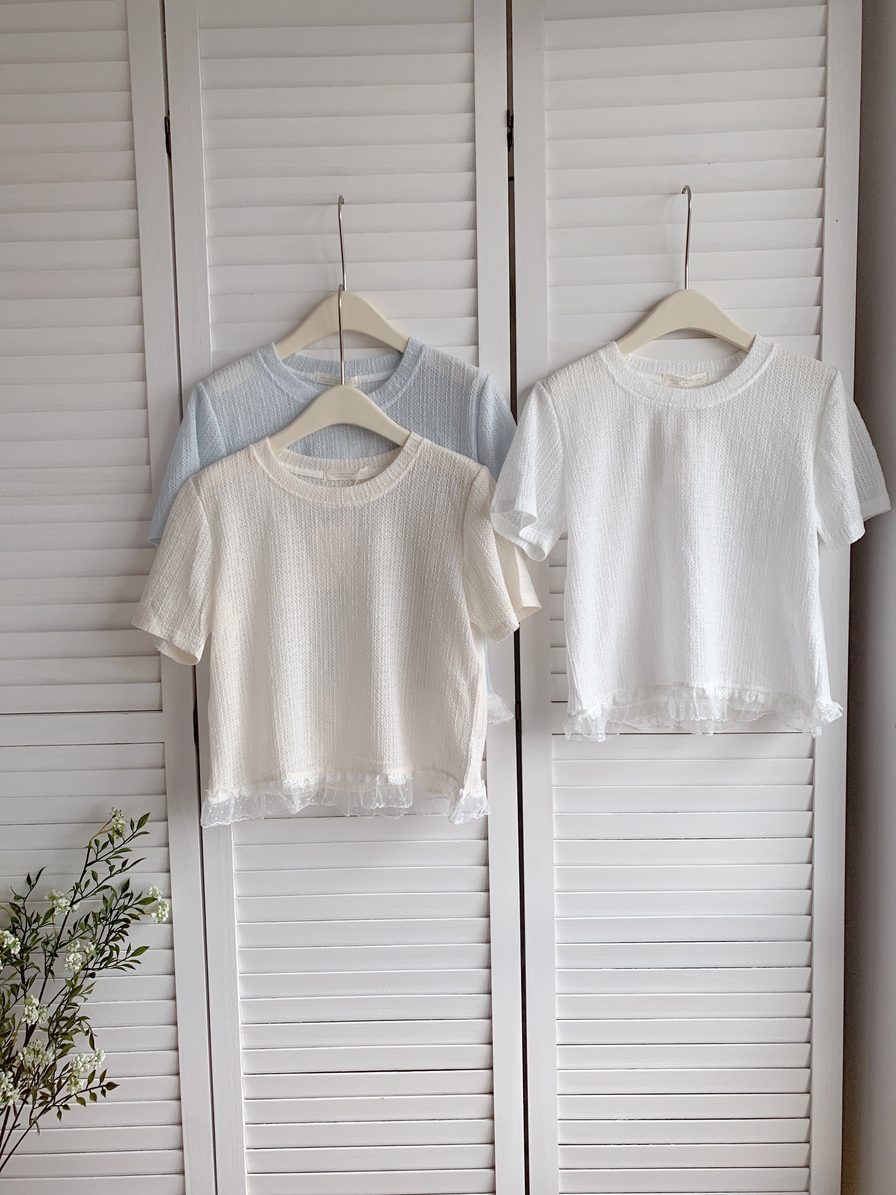 HELLO MILK TEE- 86484  百搭拼接衫