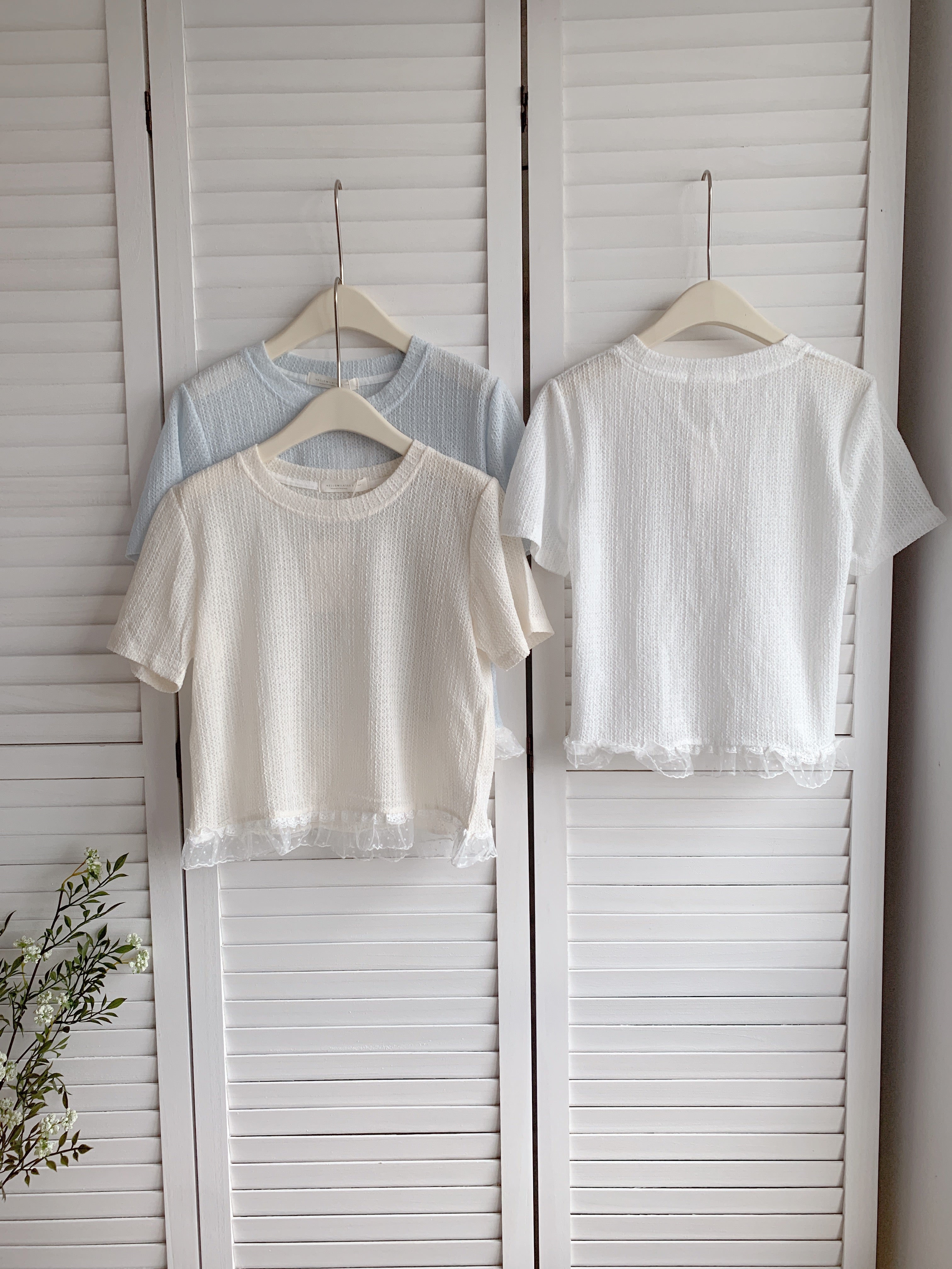 HELLO MILK TEE- 86484  百搭拼接衫
