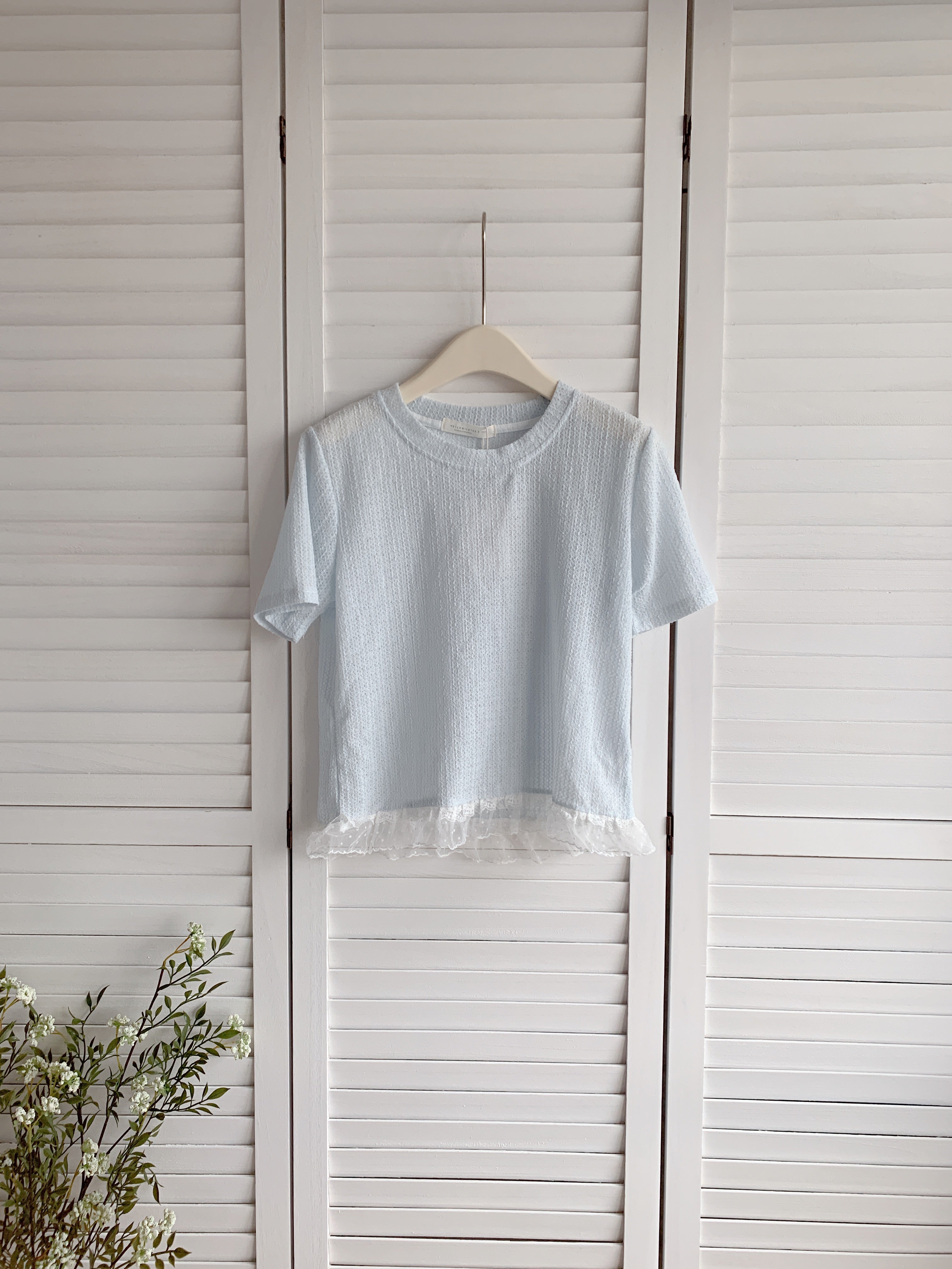 HELLO MILK TEE- 86484  百搭拼接衫