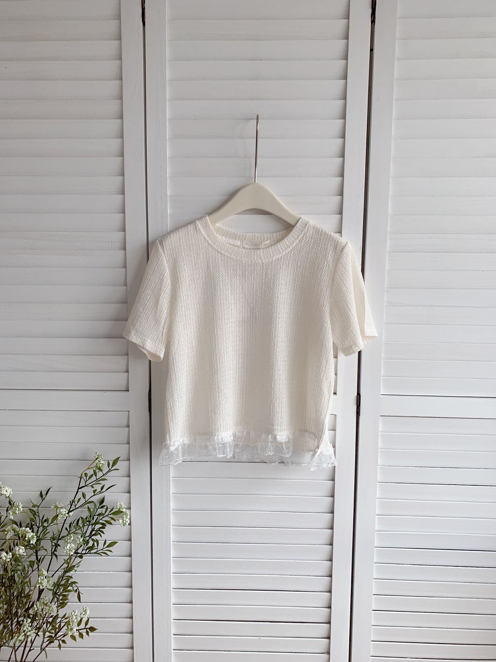 HELLO MILK TEE- 86484  百搭拼接衫
