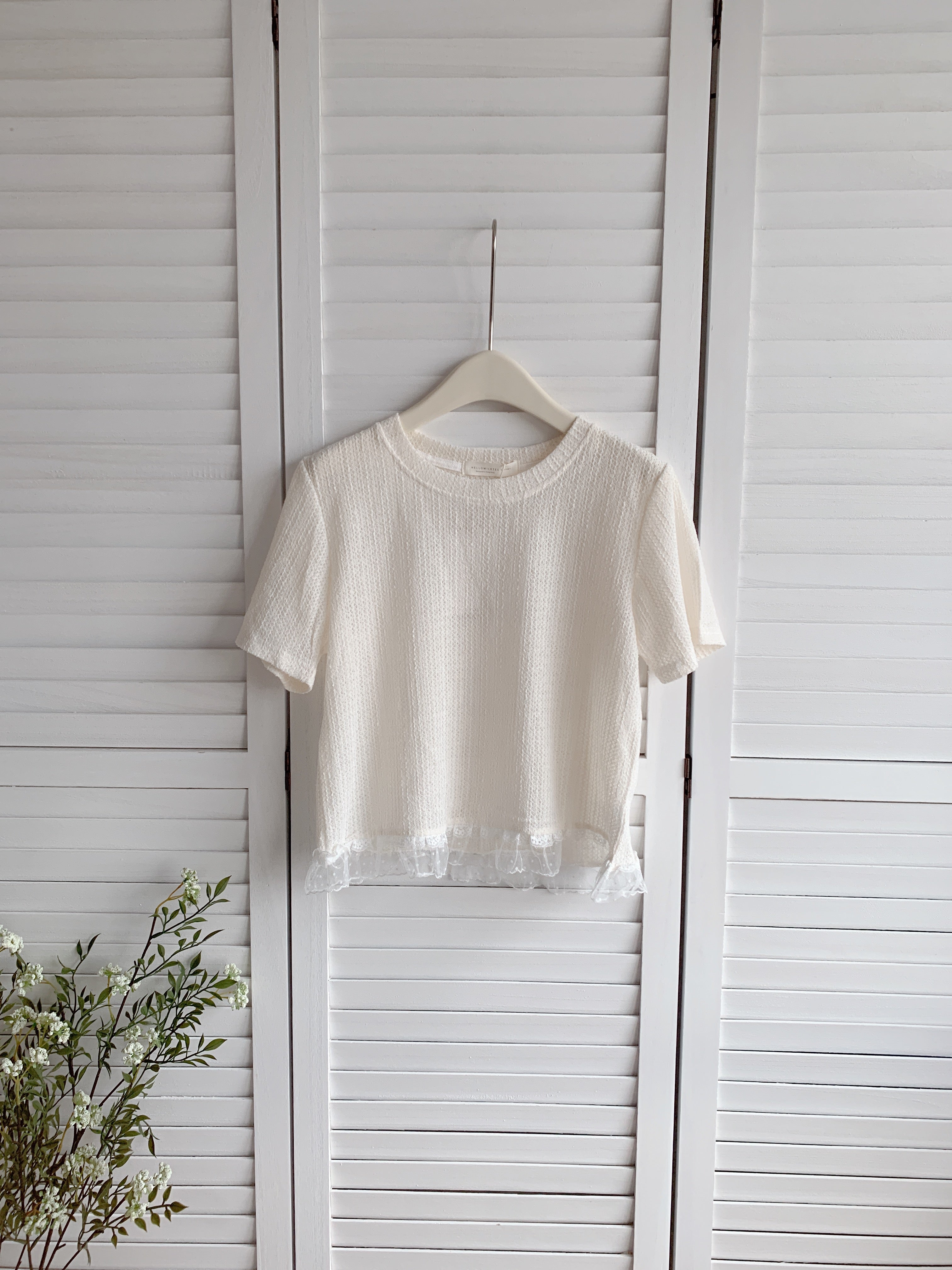 HELLO MILK TEE- 86484  百搭拼接衫