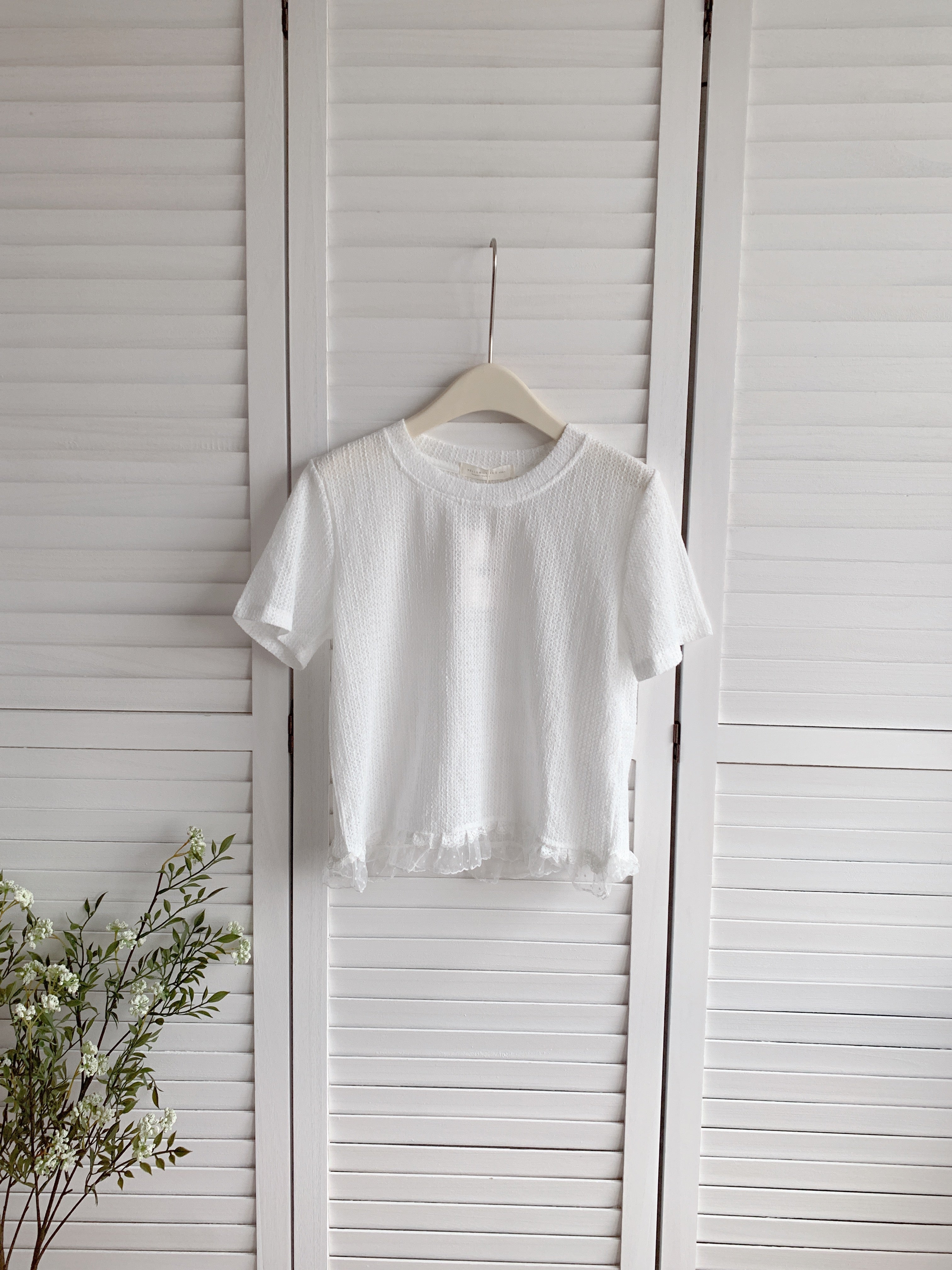 HELLO MILK TEE- 86484  百搭拼接衫