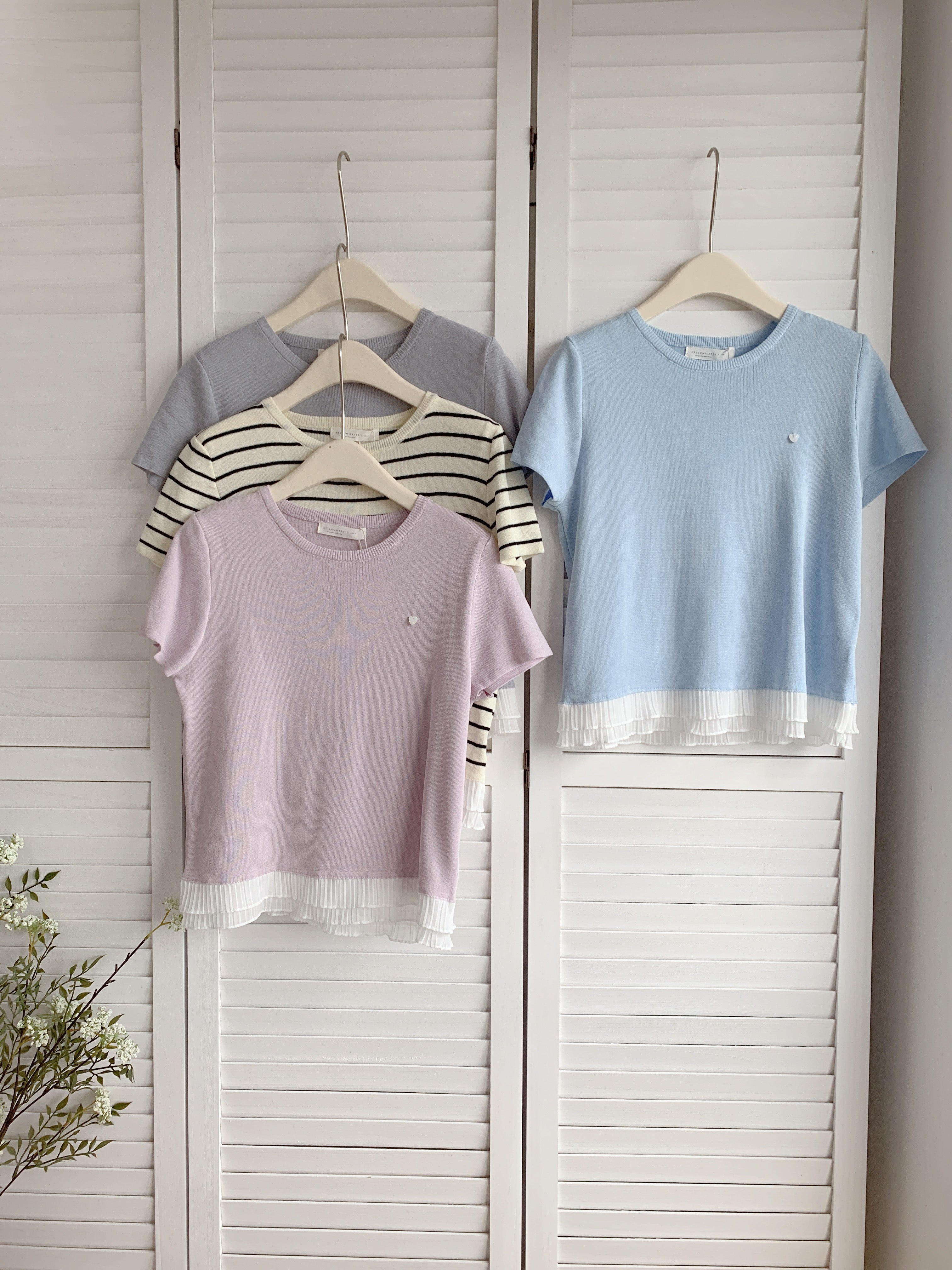 HELLO MILK TEE- 86538  花邊短袖