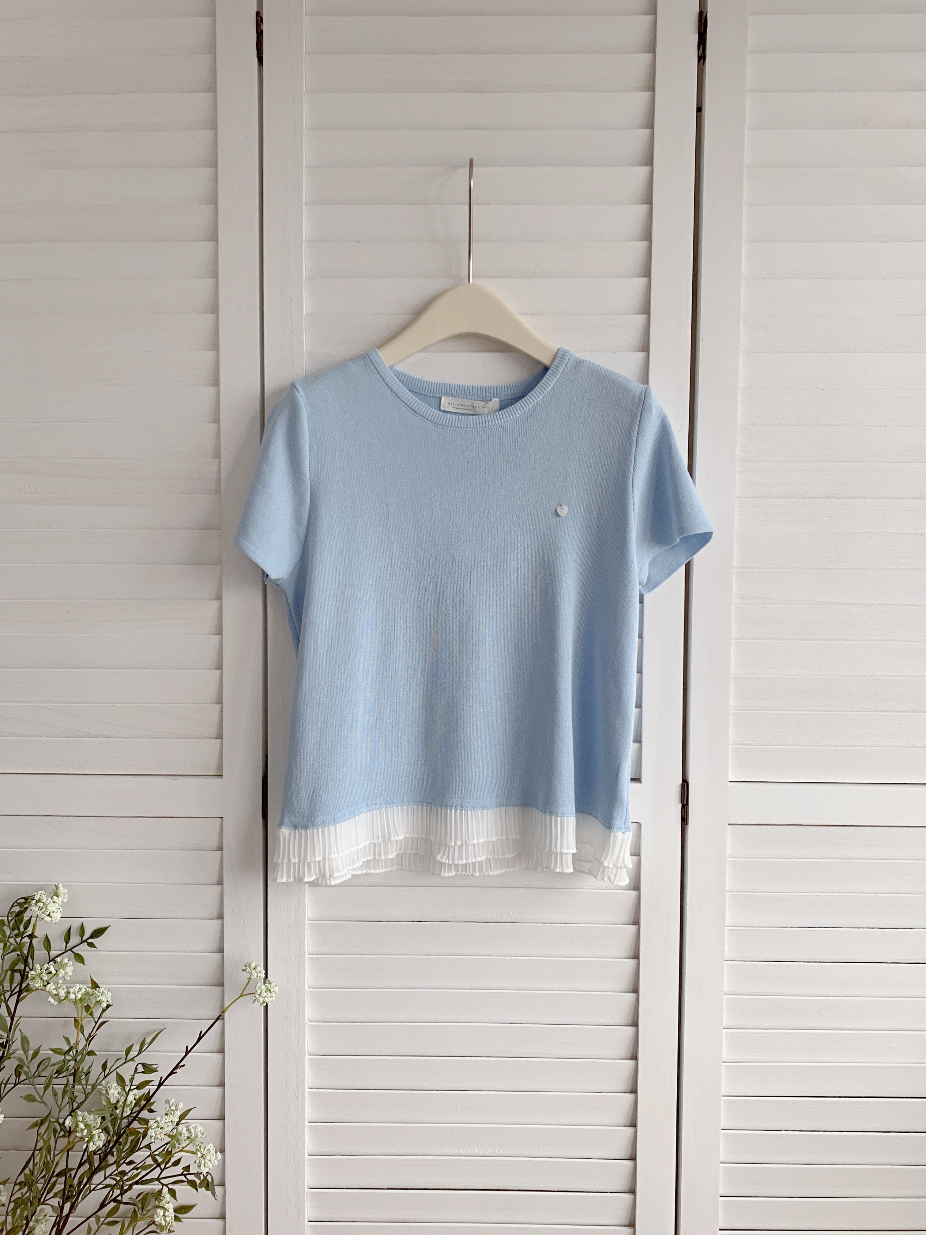 HELLO MILK TEE- 86538  花邊短袖