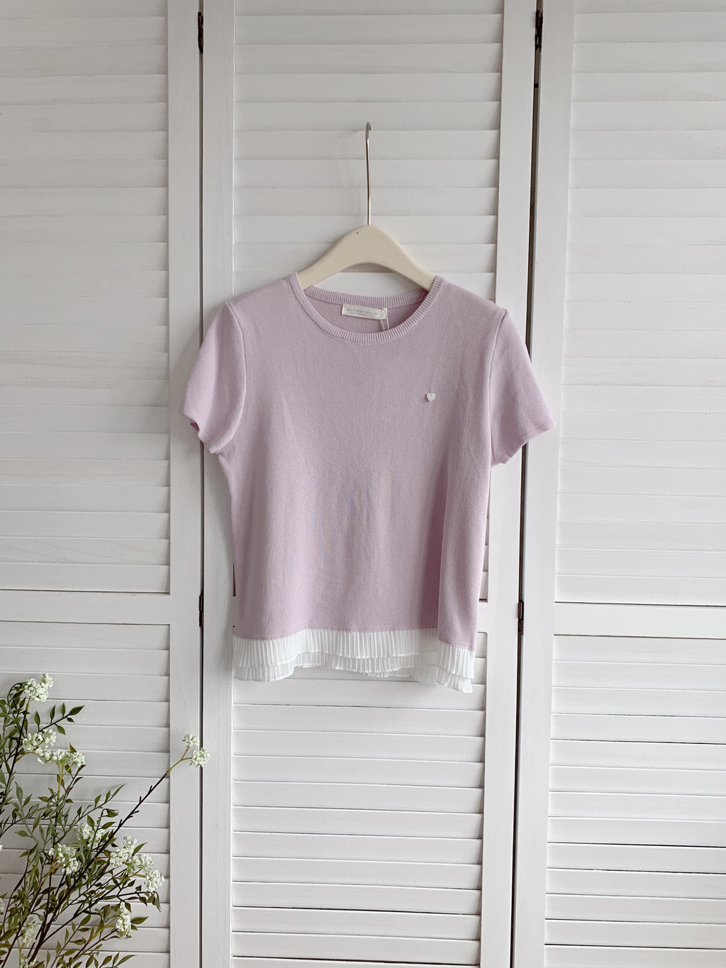 HELLO MILK TEE- 86538  花邊短袖
